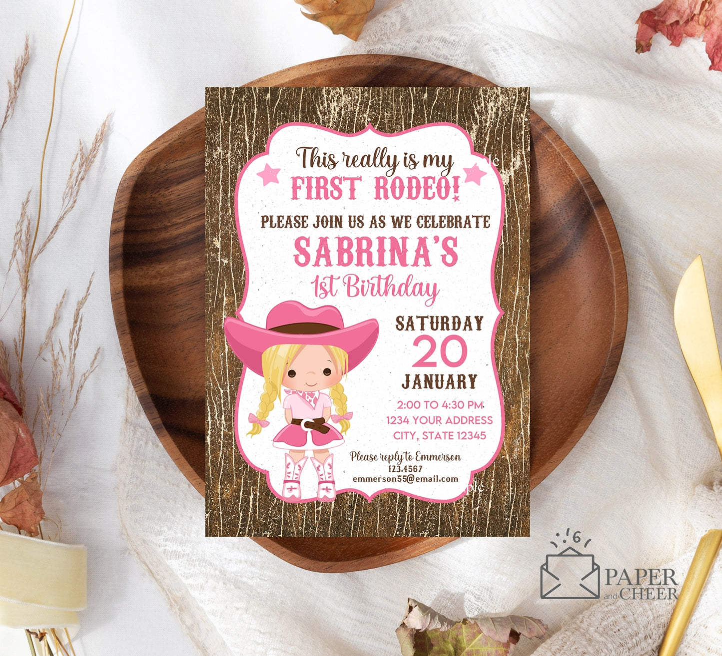 First Rodeo Birthday Invitation (Girl)