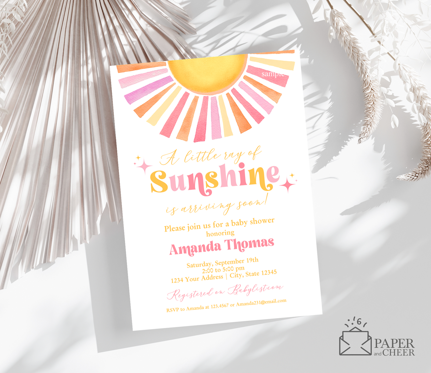 A Little Ray of Sunshine Baby Shower Invitation
