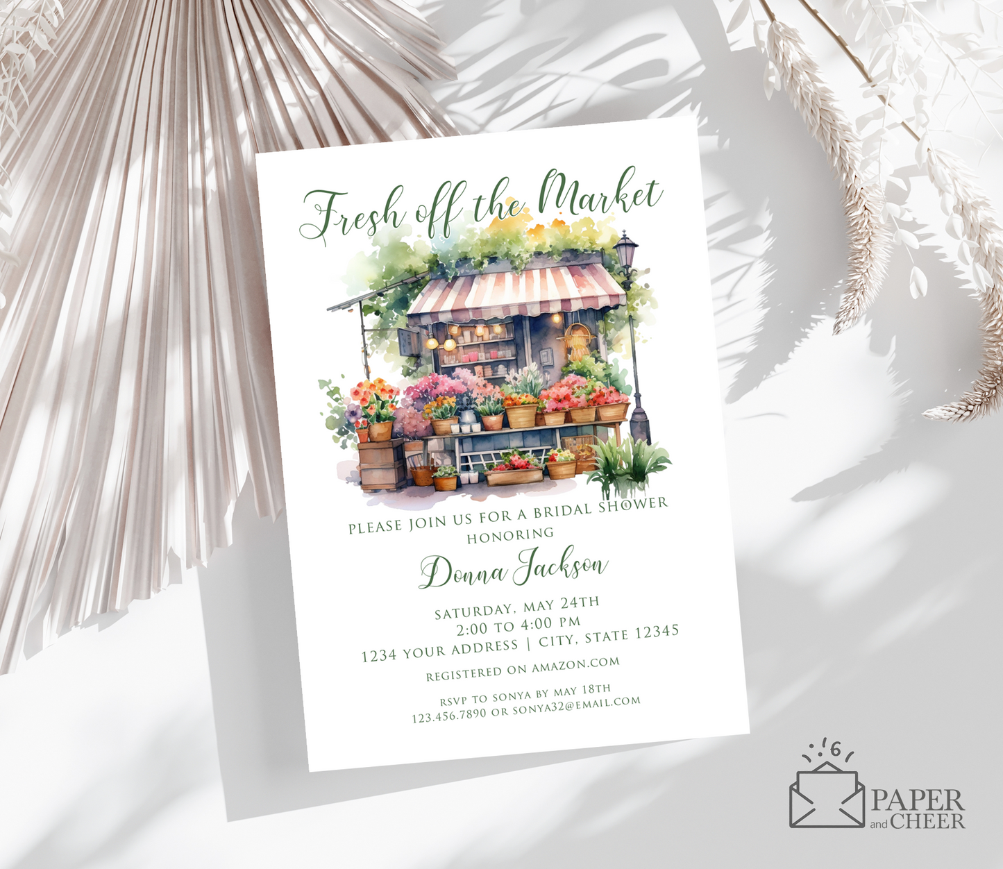 Fresh Off The Market Bridal Shower Invitation