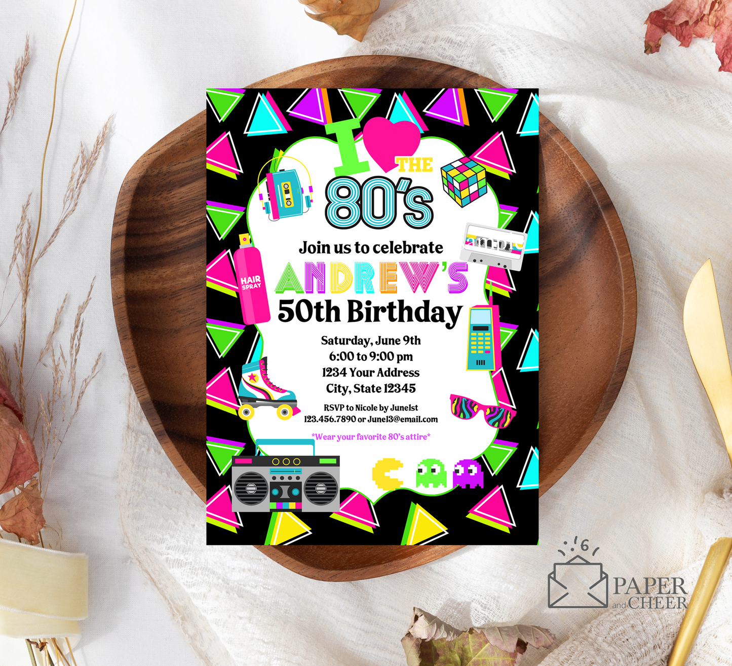 I love the 80's Birthday Invitation