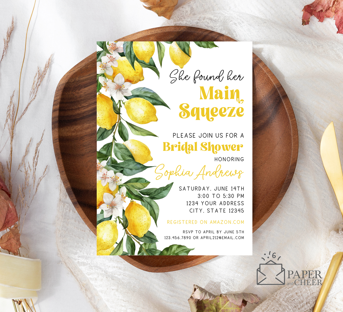 She Found Her Main Squeeze Bridal Shower Invitation