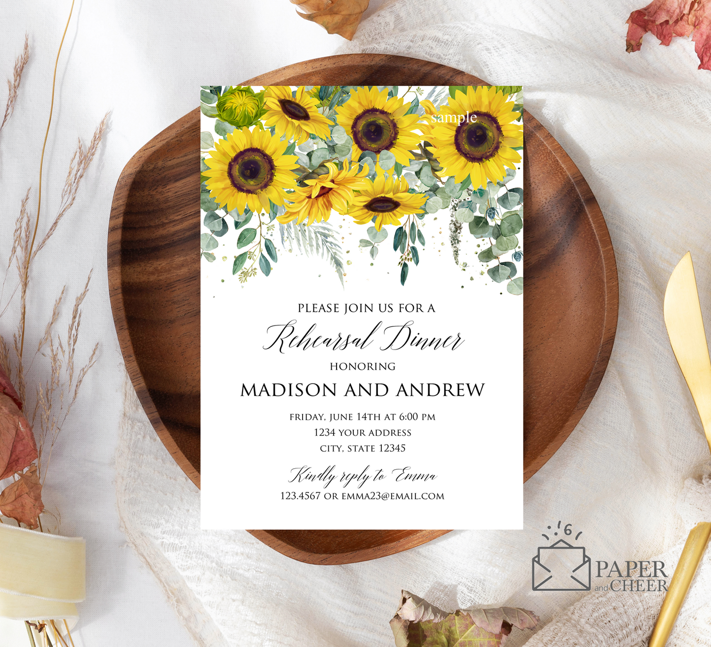 Sunflower Rehearsal Dinner Invitation
