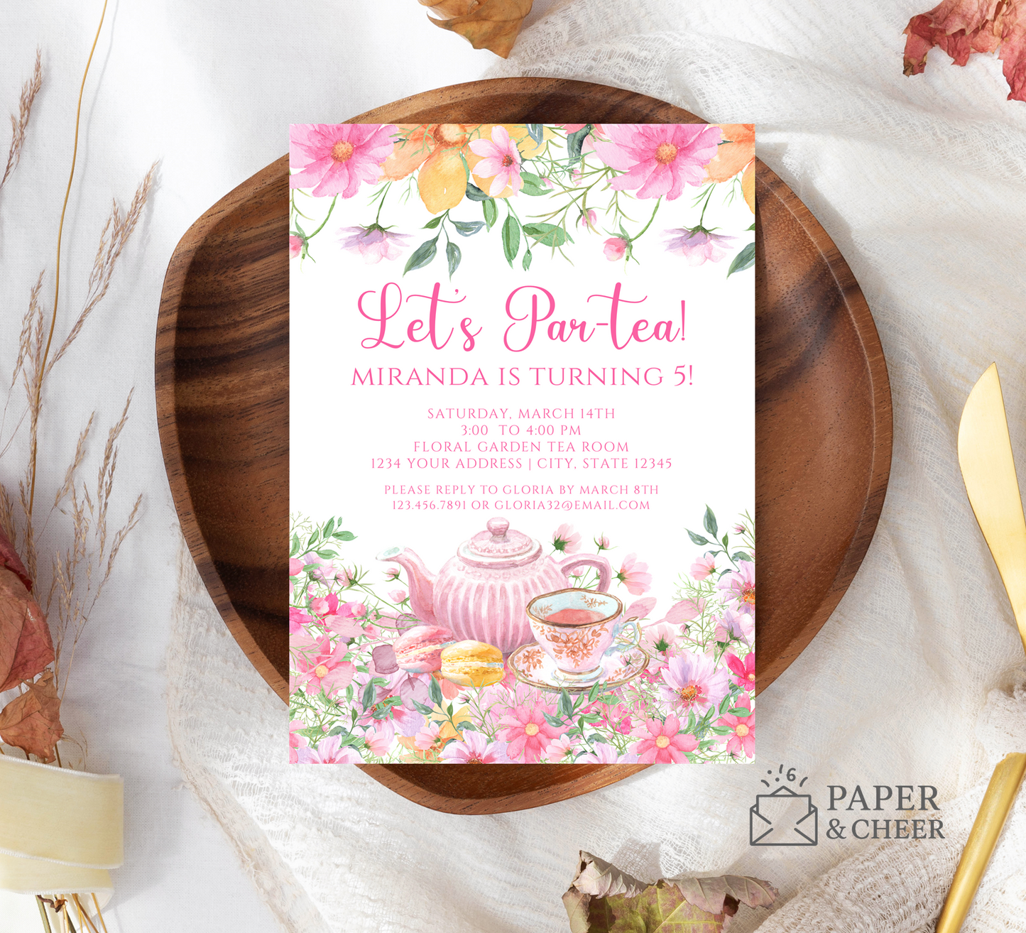 Tea Party Birthday Invitation