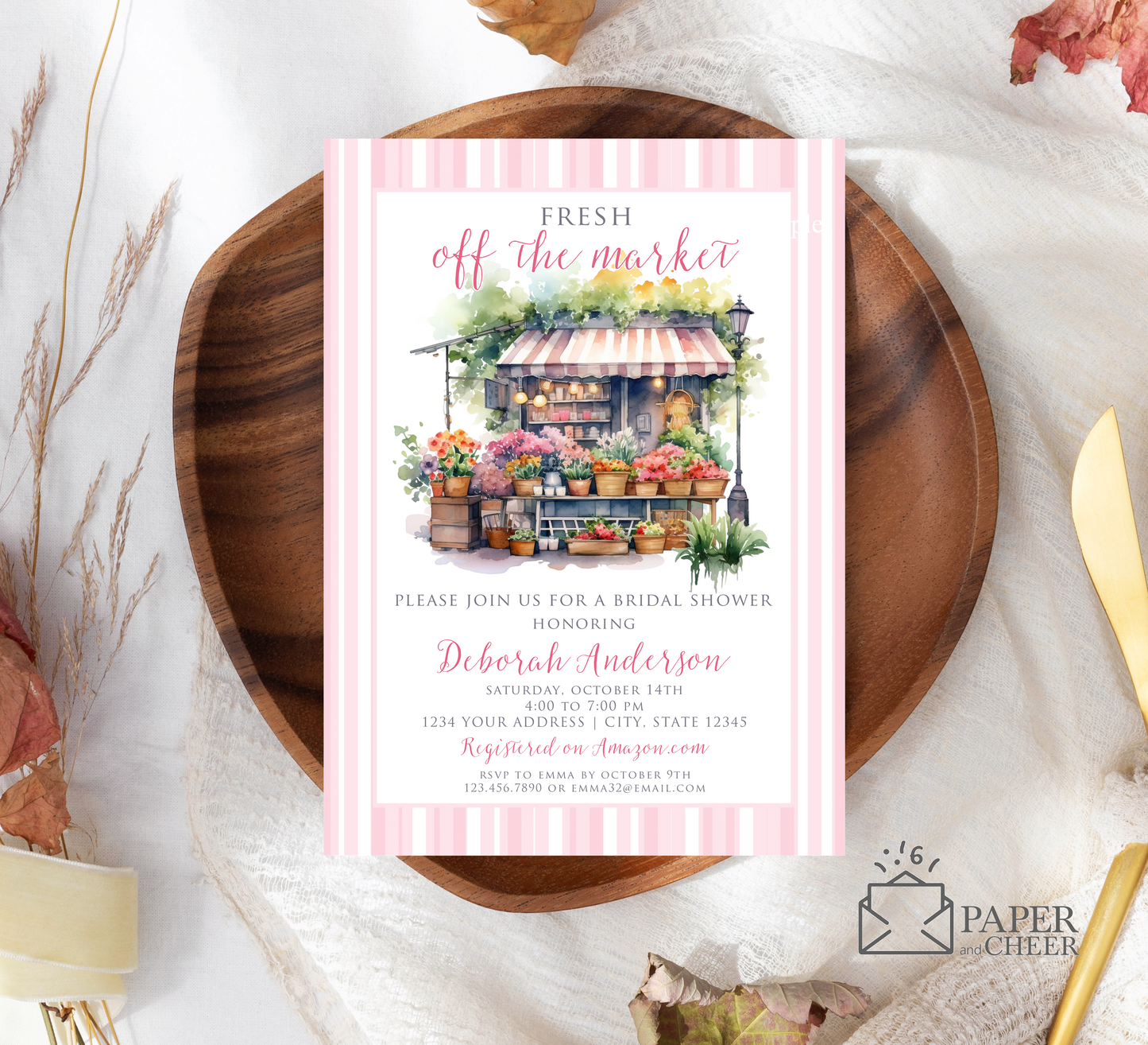Fresh Off The Market Bridal Shower Invitation