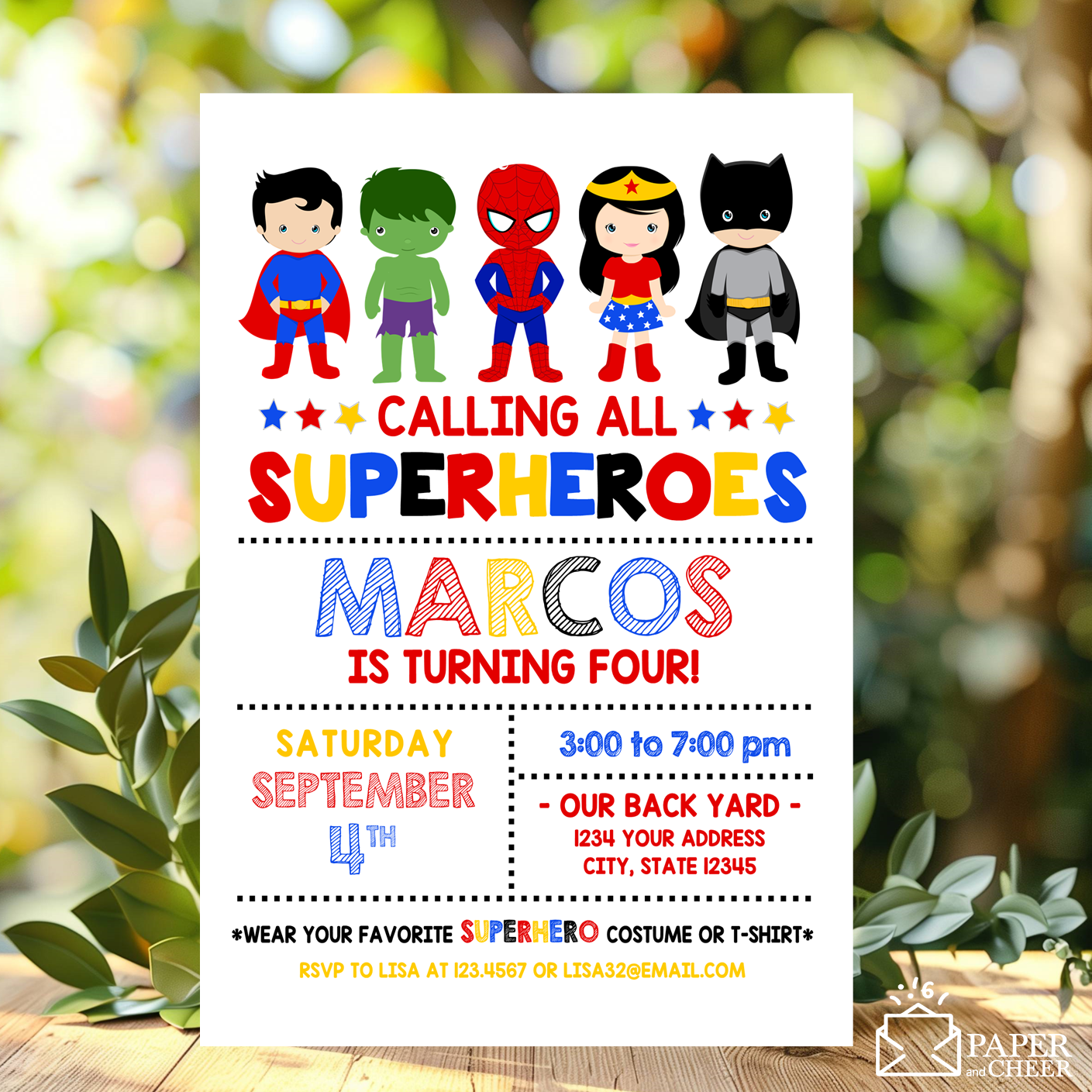 Superhero Birthday Invitation (Any age)