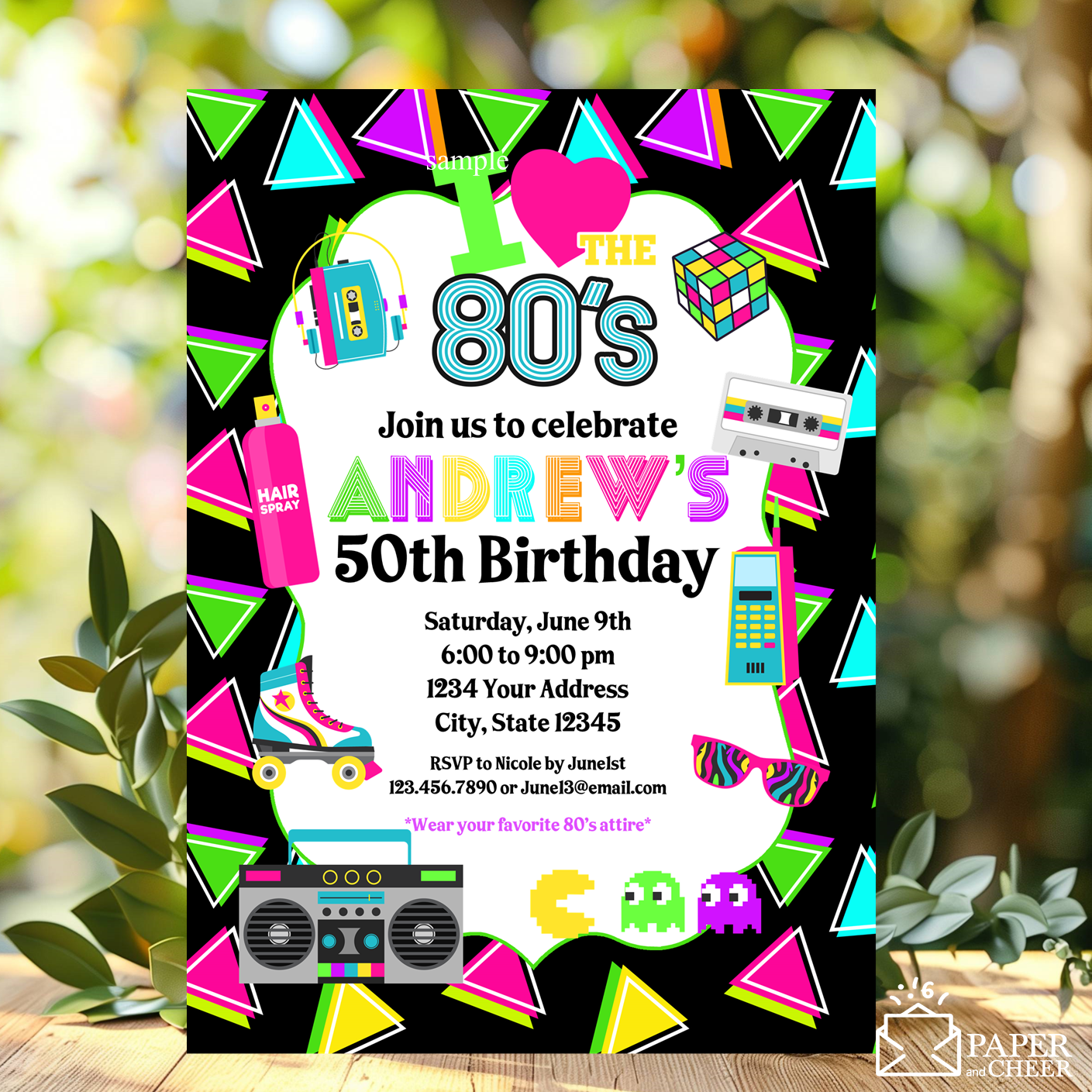 I love the 80's Birthday Invitation