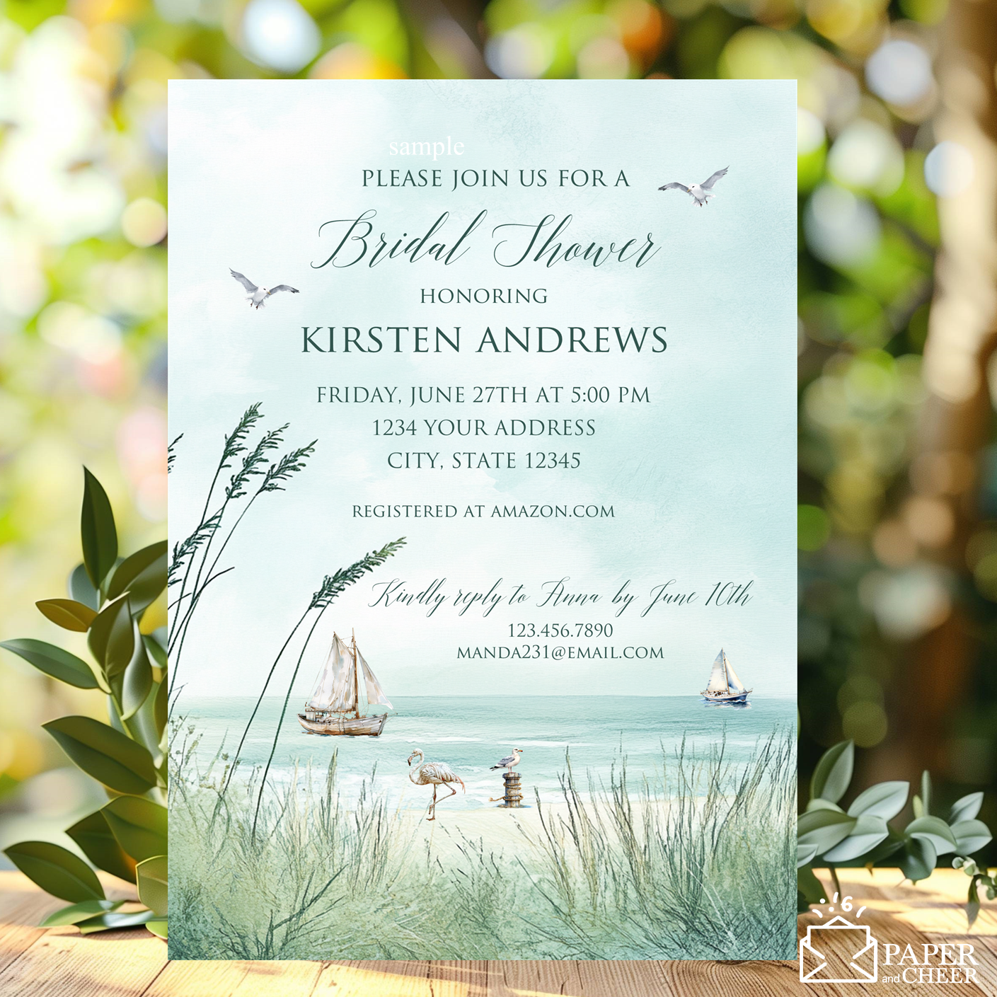 Beach Bridal Shower Invitation