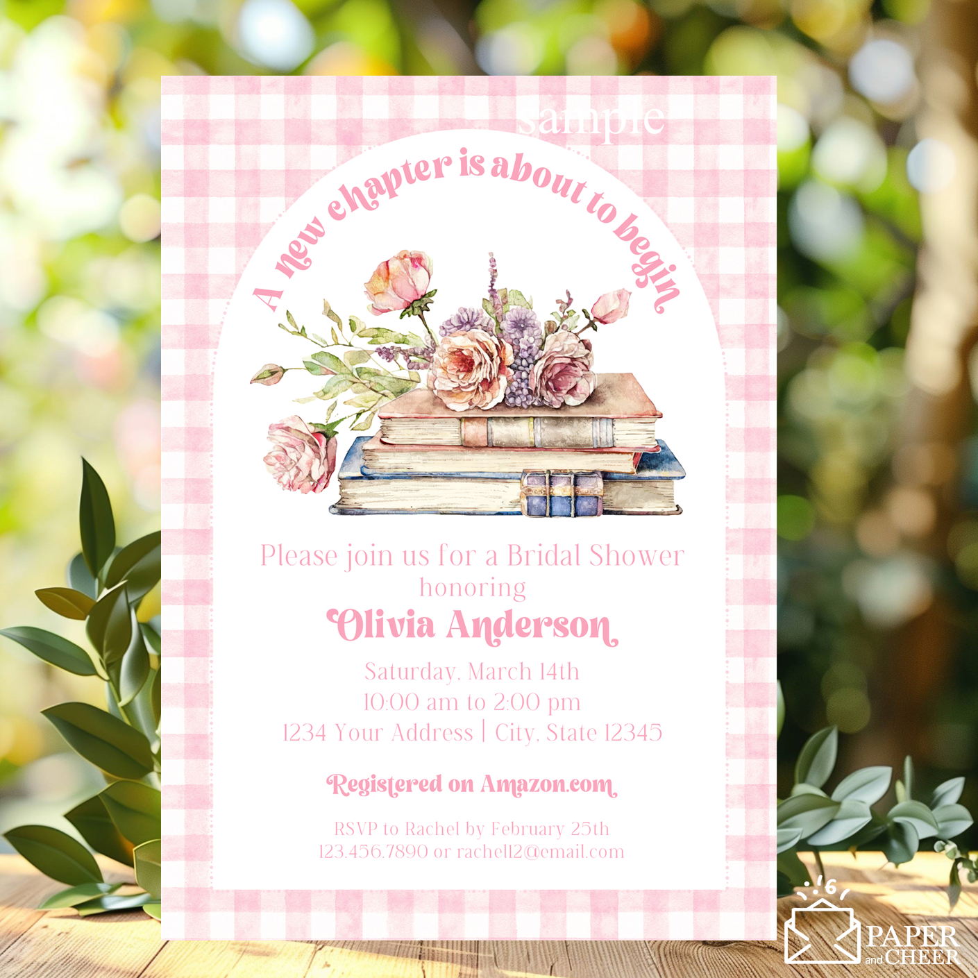 A new chapter is about to begin bridal shower invitation