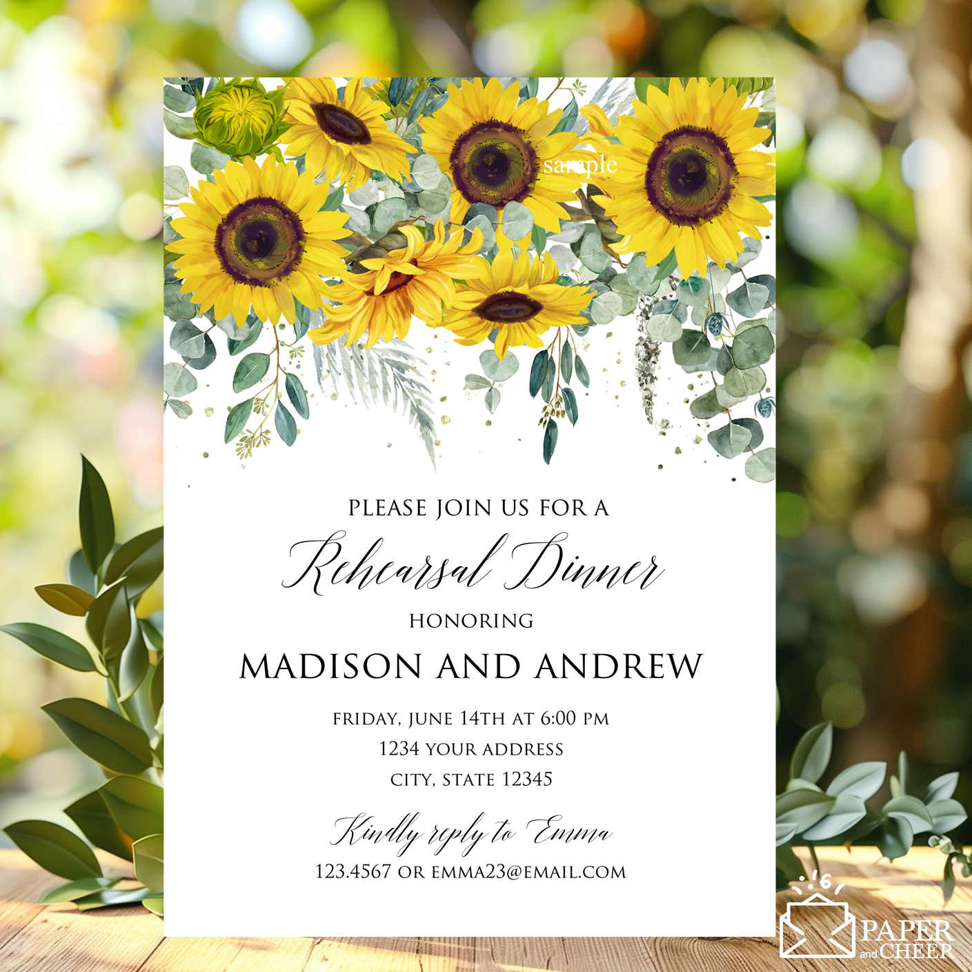 Sunflower Rehearsal Dinner Invitation
