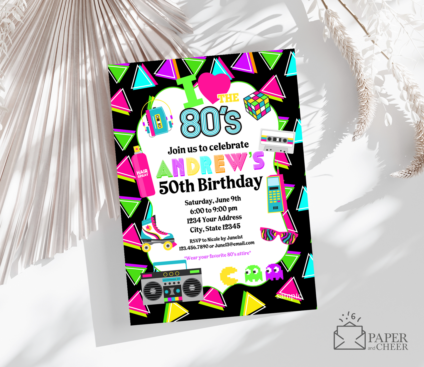 I love the 80's Birthday Invitation