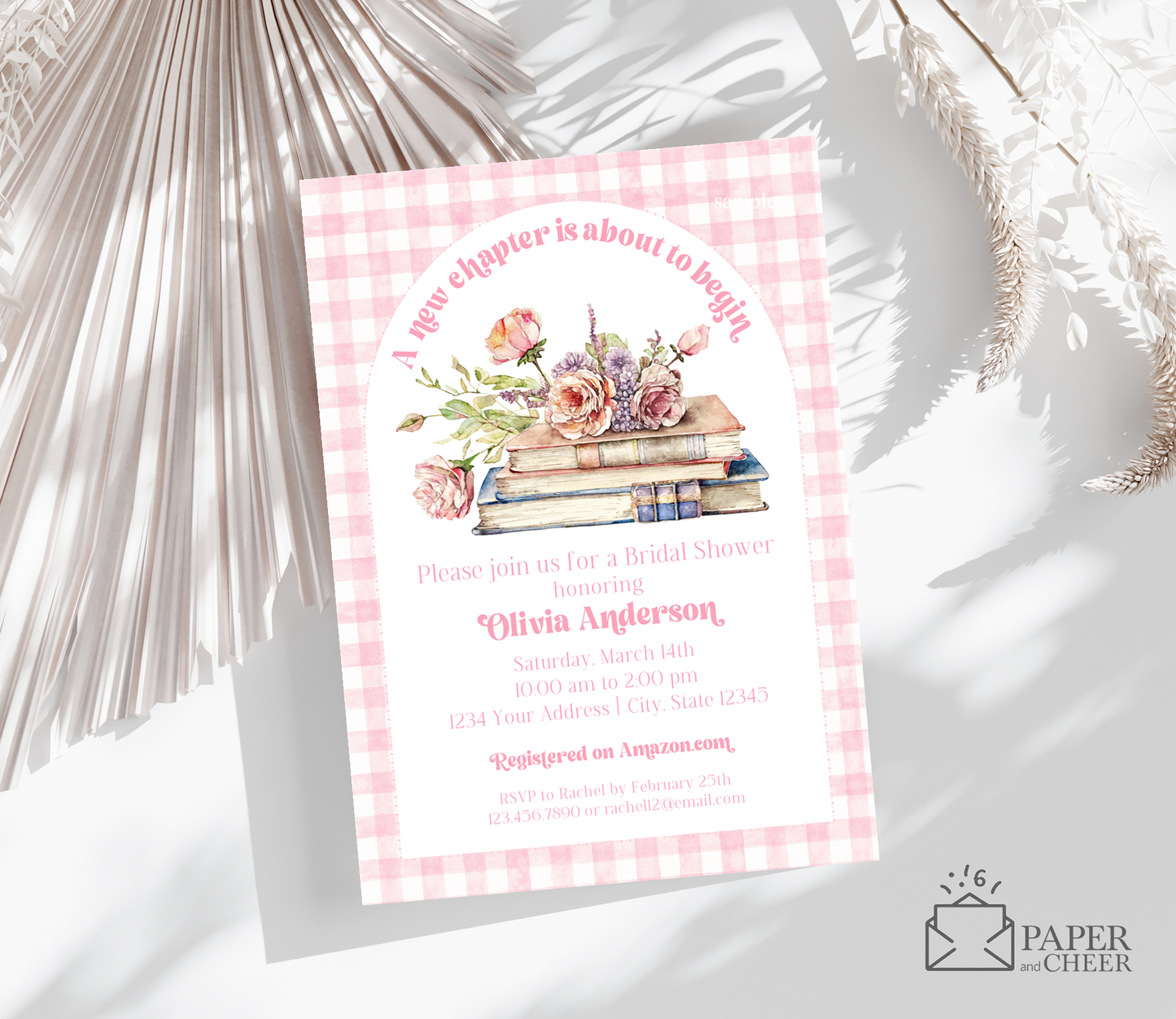 A new chapter is about to begin bridal shower invitation