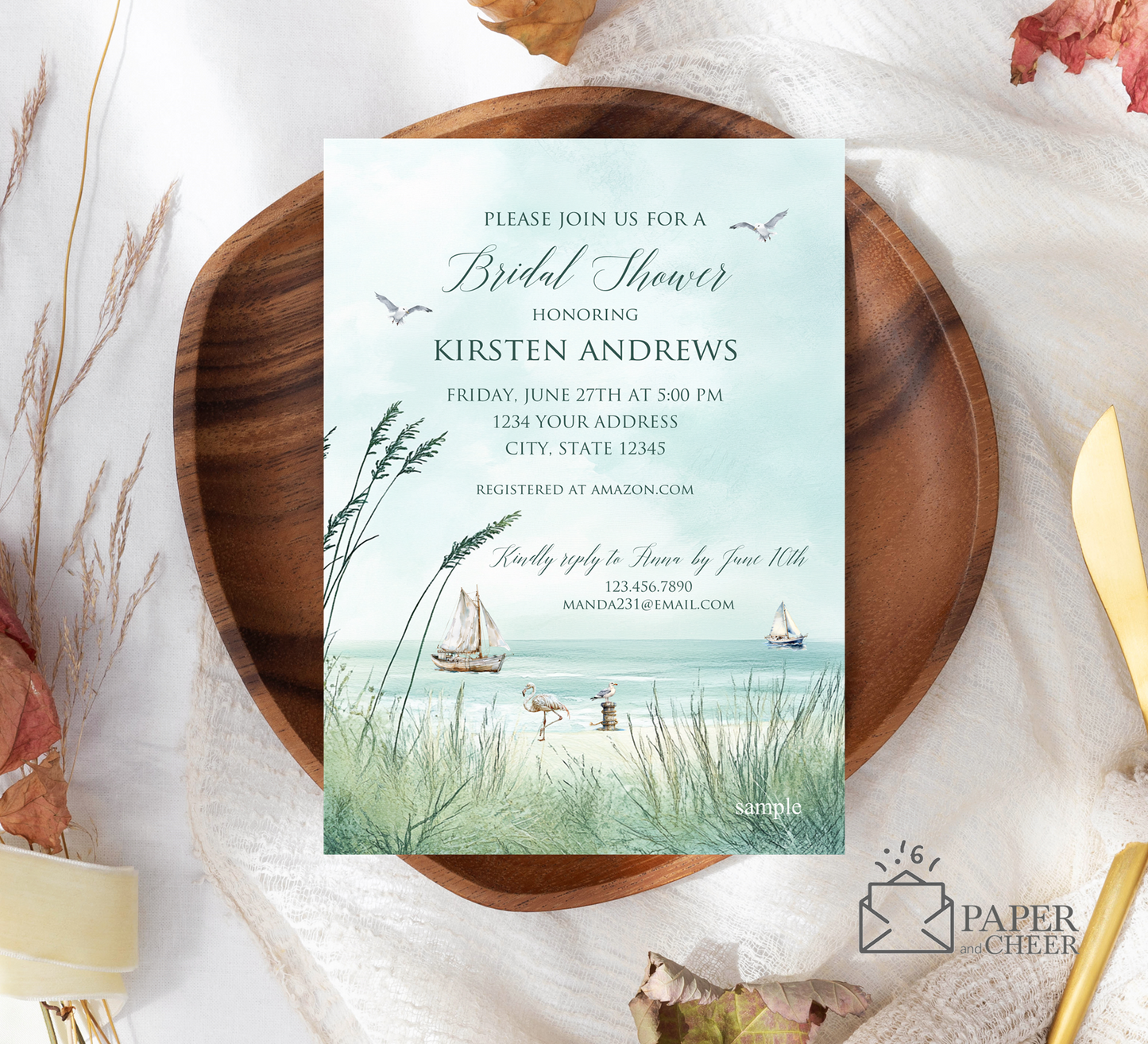 Beach Bridal Shower Invitation