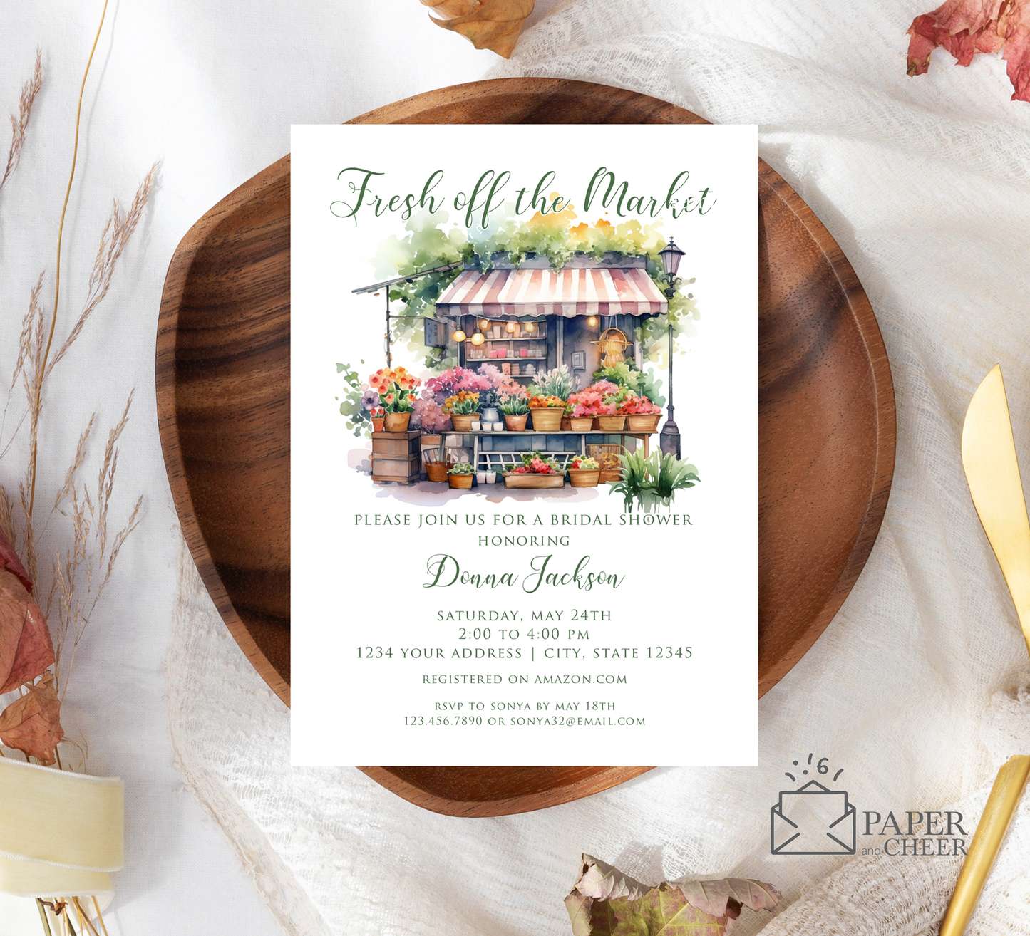 Fresh Off The Market Bridal Shower Invitation