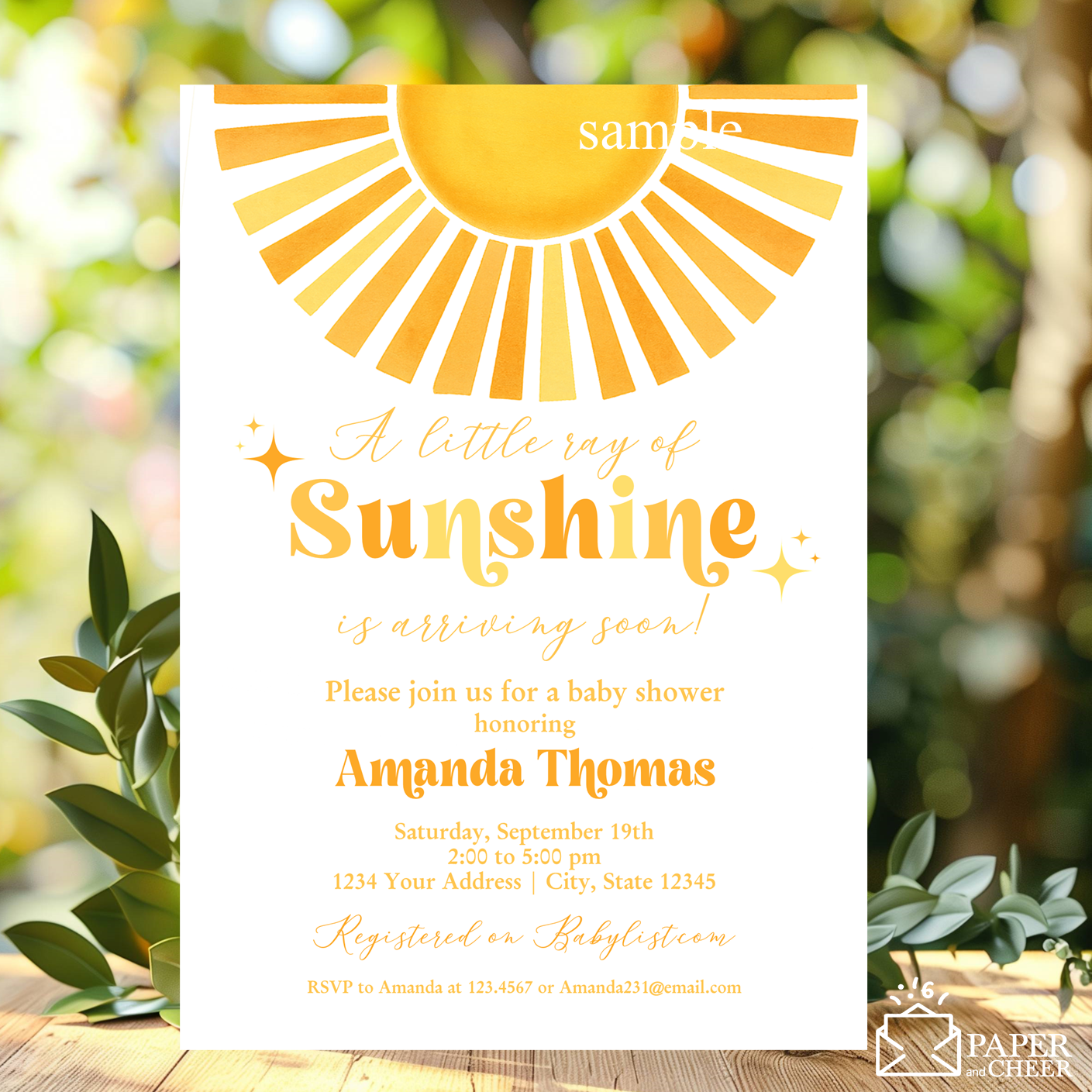 A Little Ray of Sunshine Baby Shower Invitation