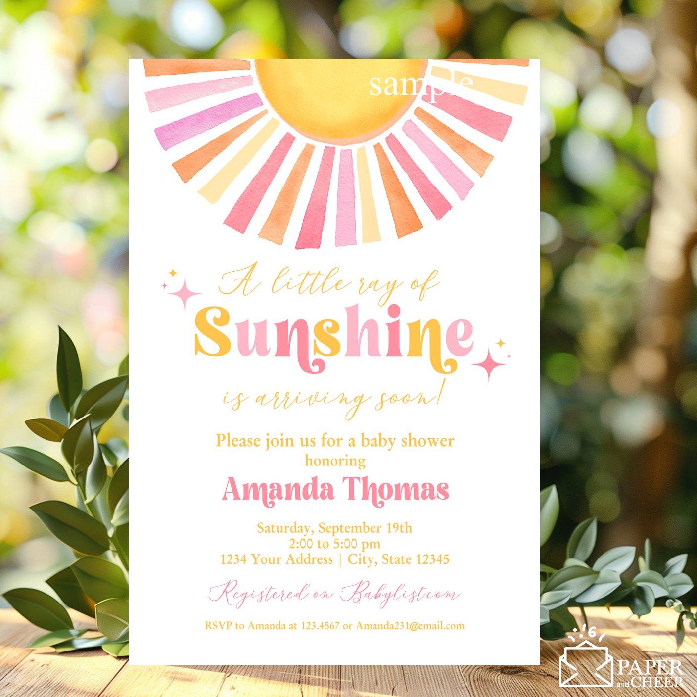 A Little Ray of Sunshine Baby Shower Invitation