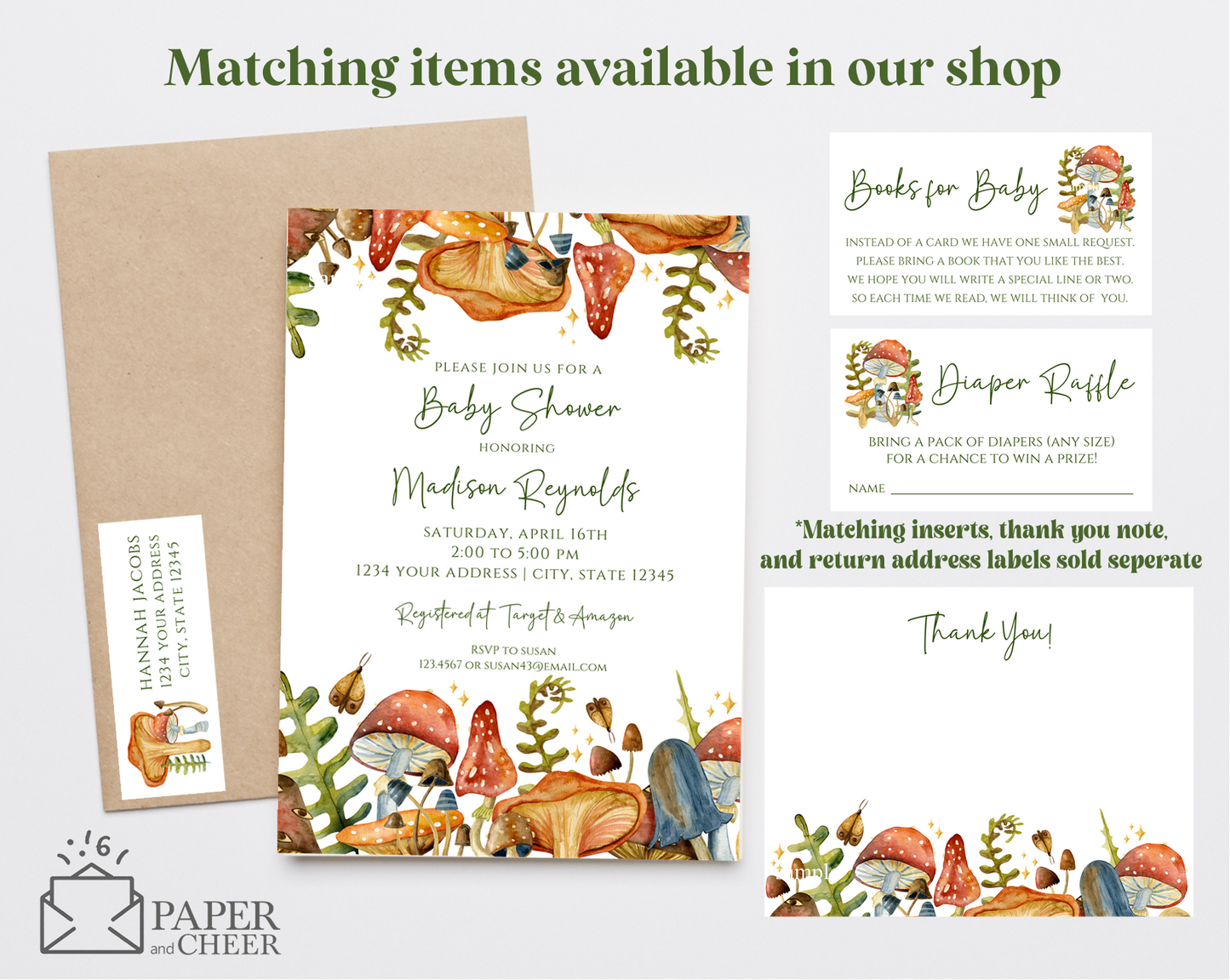 Mushroom Baby Shower Invitation
