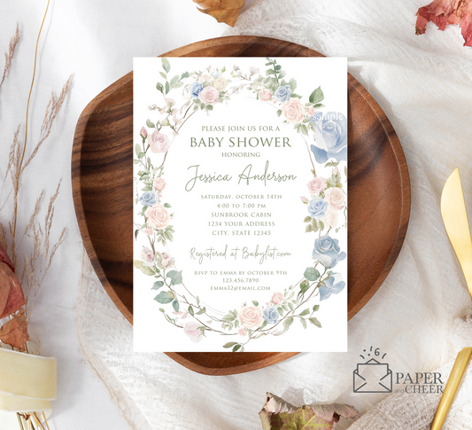 Floral Gender Neutral Baby Shower Invitation