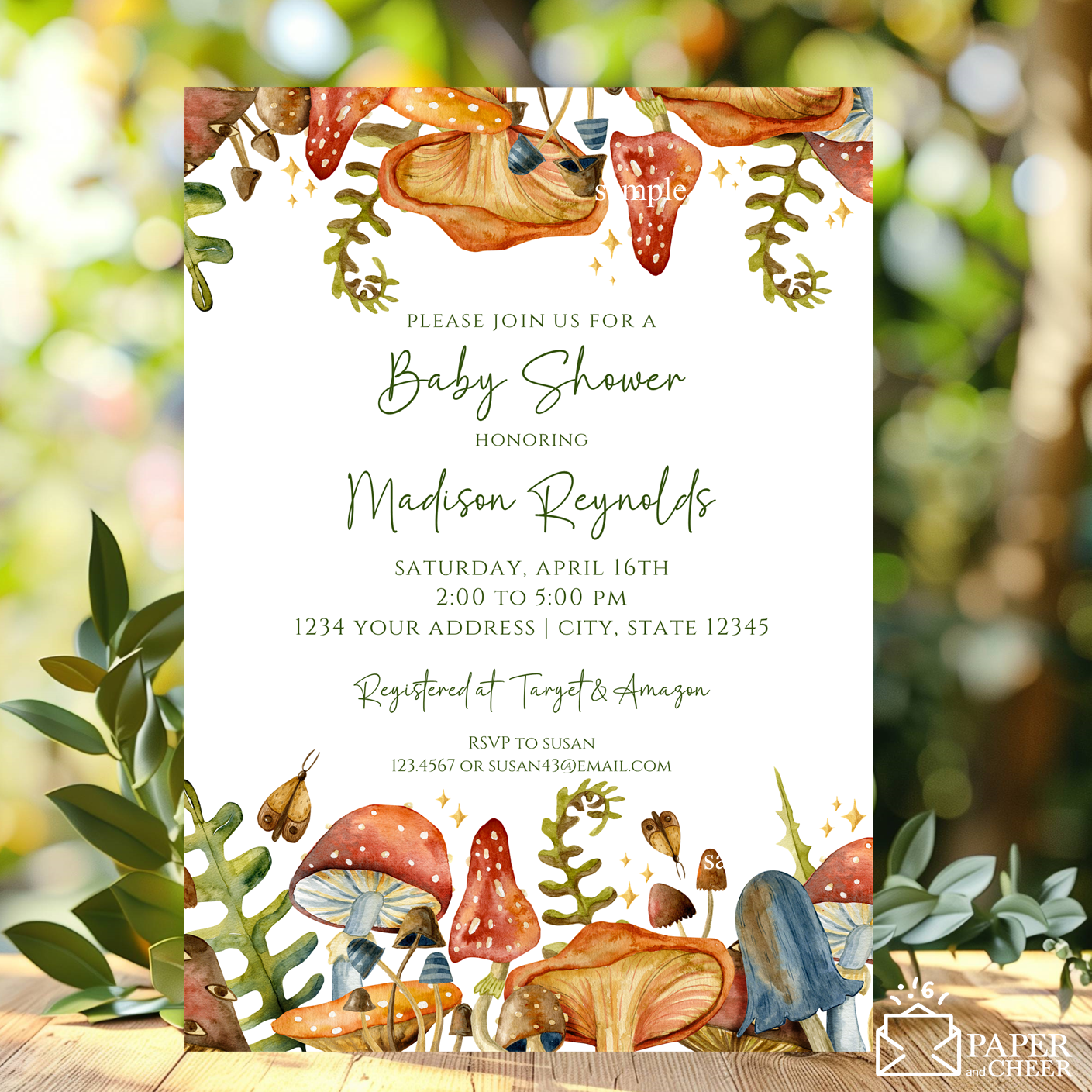 Mushroom Baby Shower Invitation