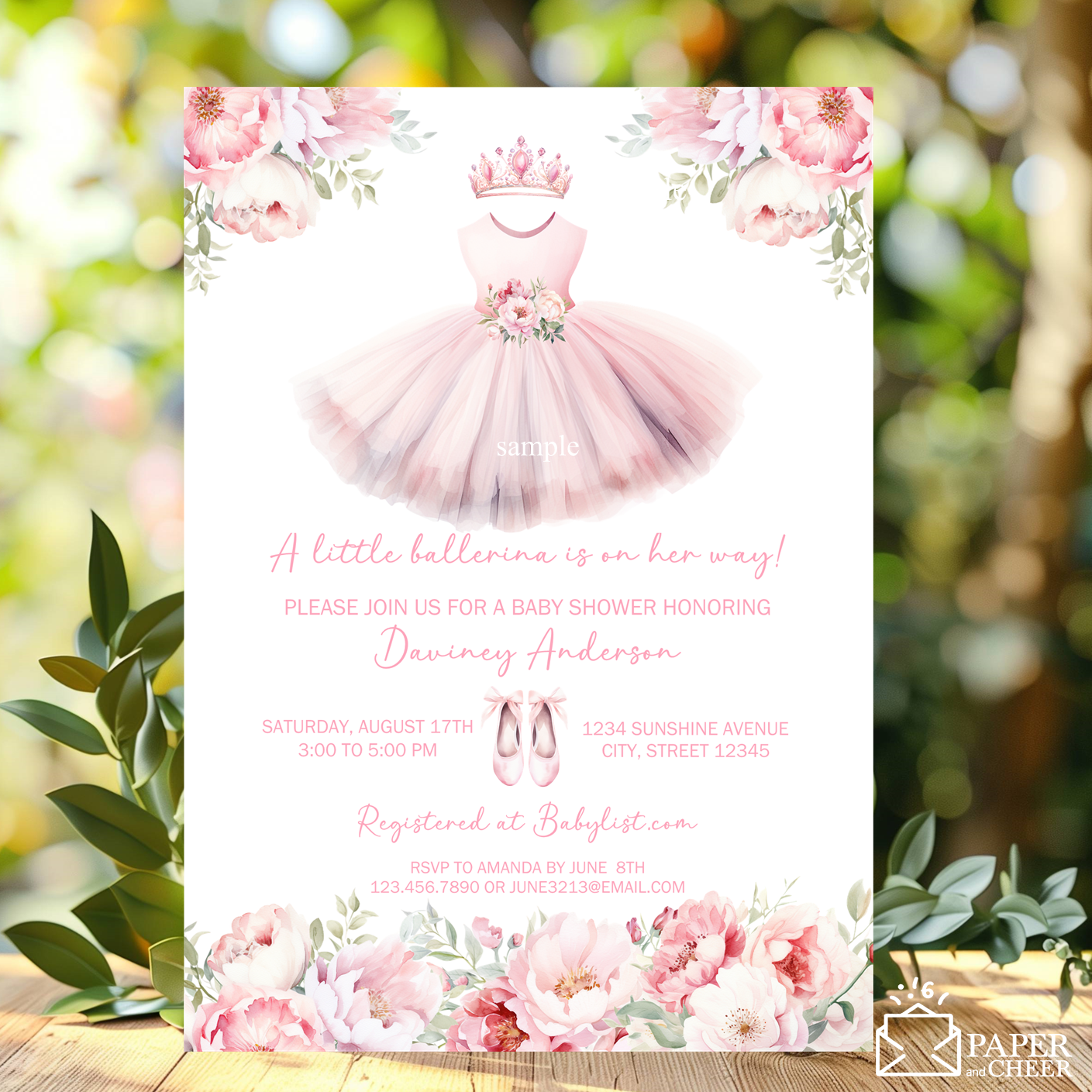 Ballerina Baby Shower Invitation