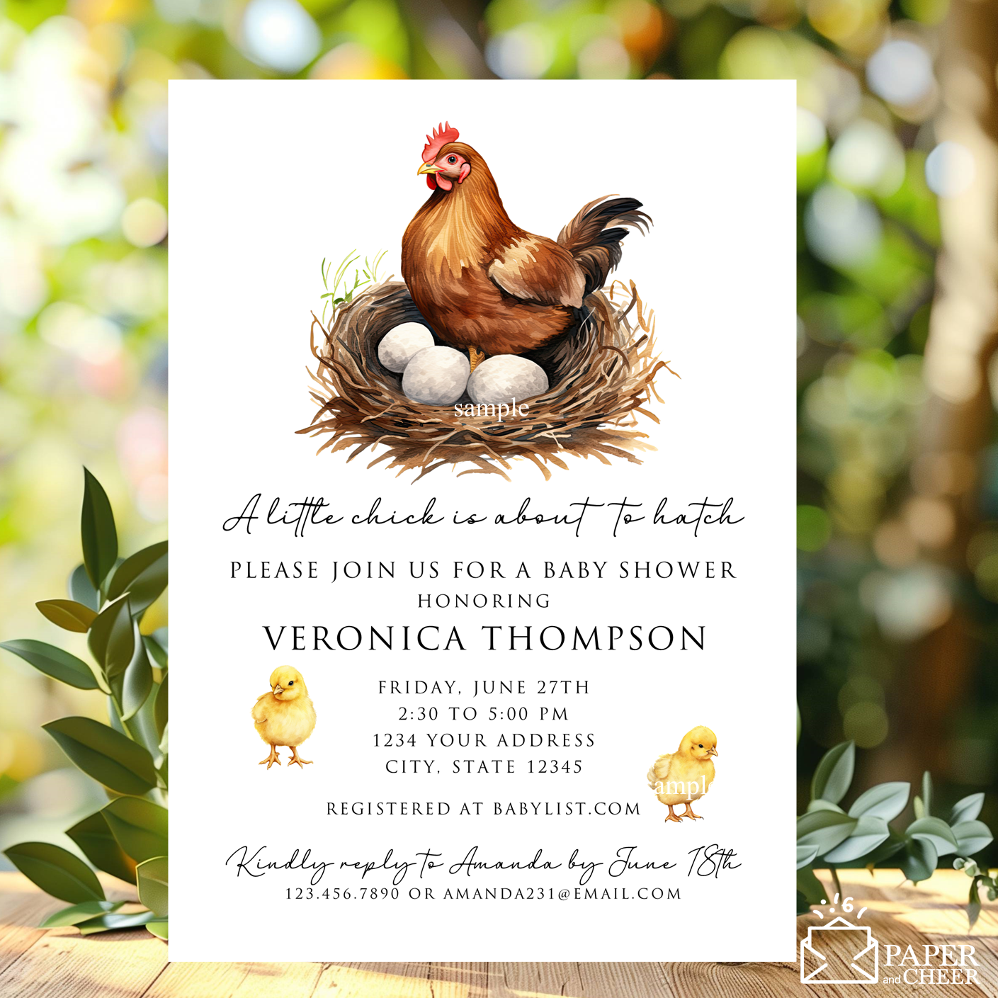 Chicken Baby Shower Invitation