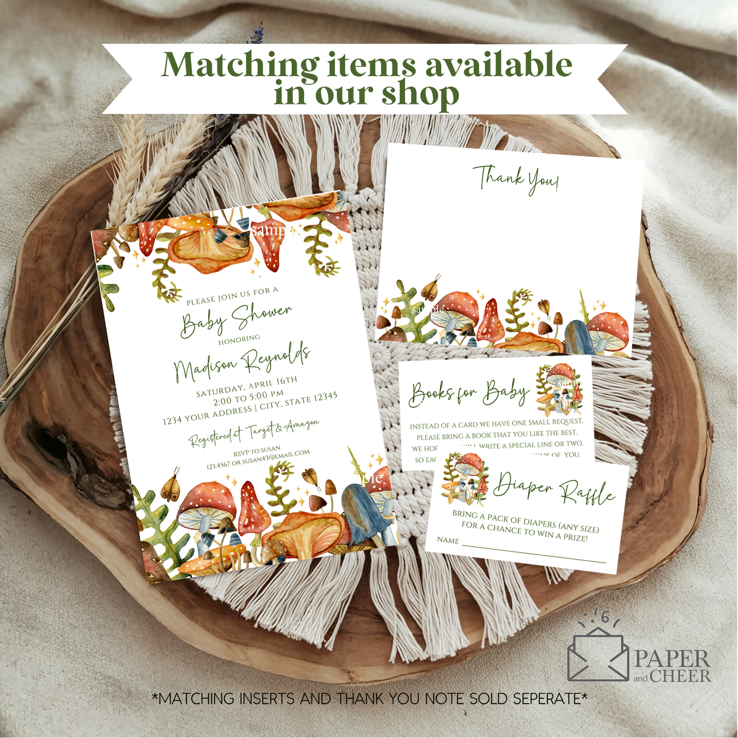 Mushroom Baby Shower Invitation