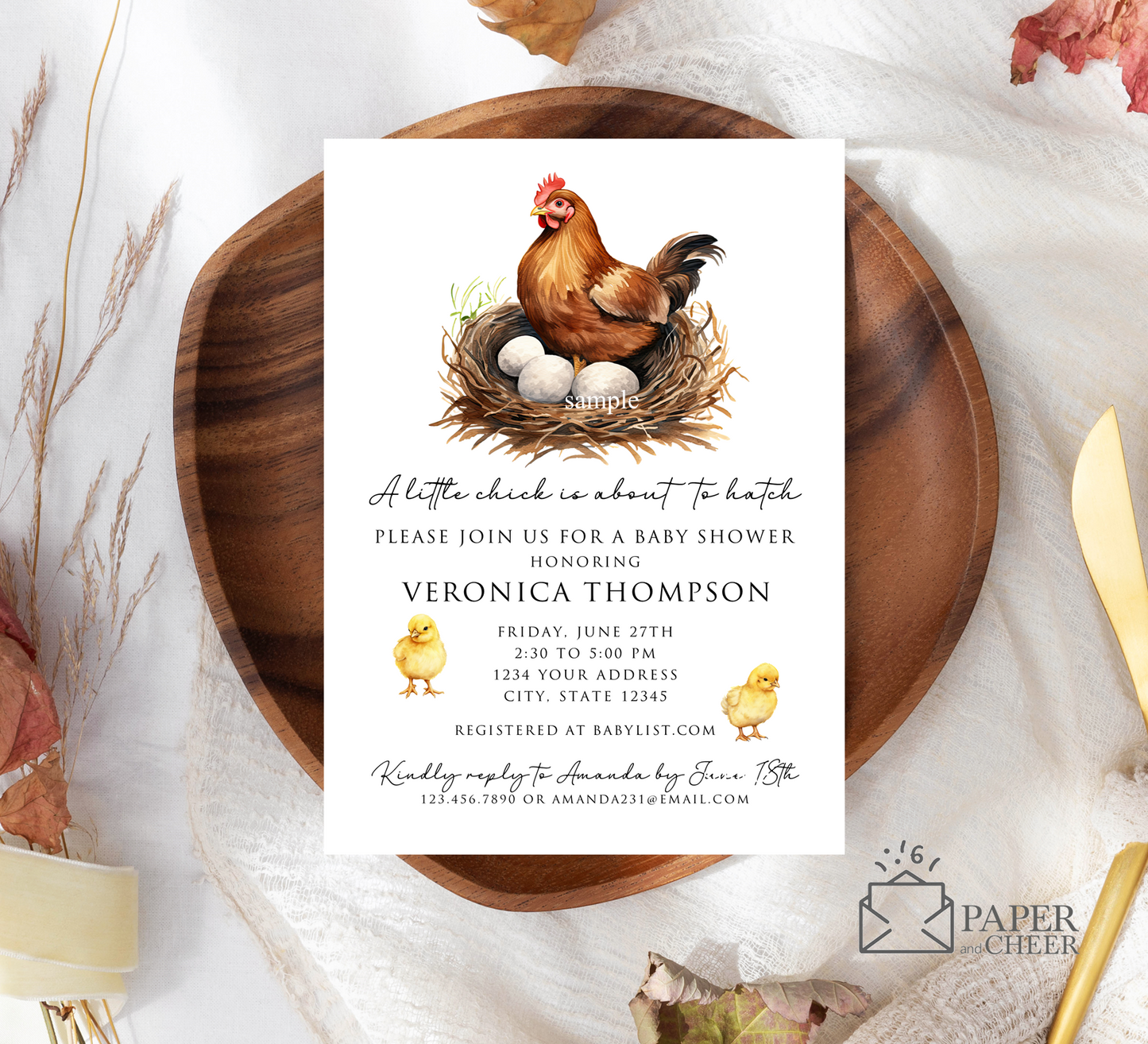 Chicken Baby Shower Invitation