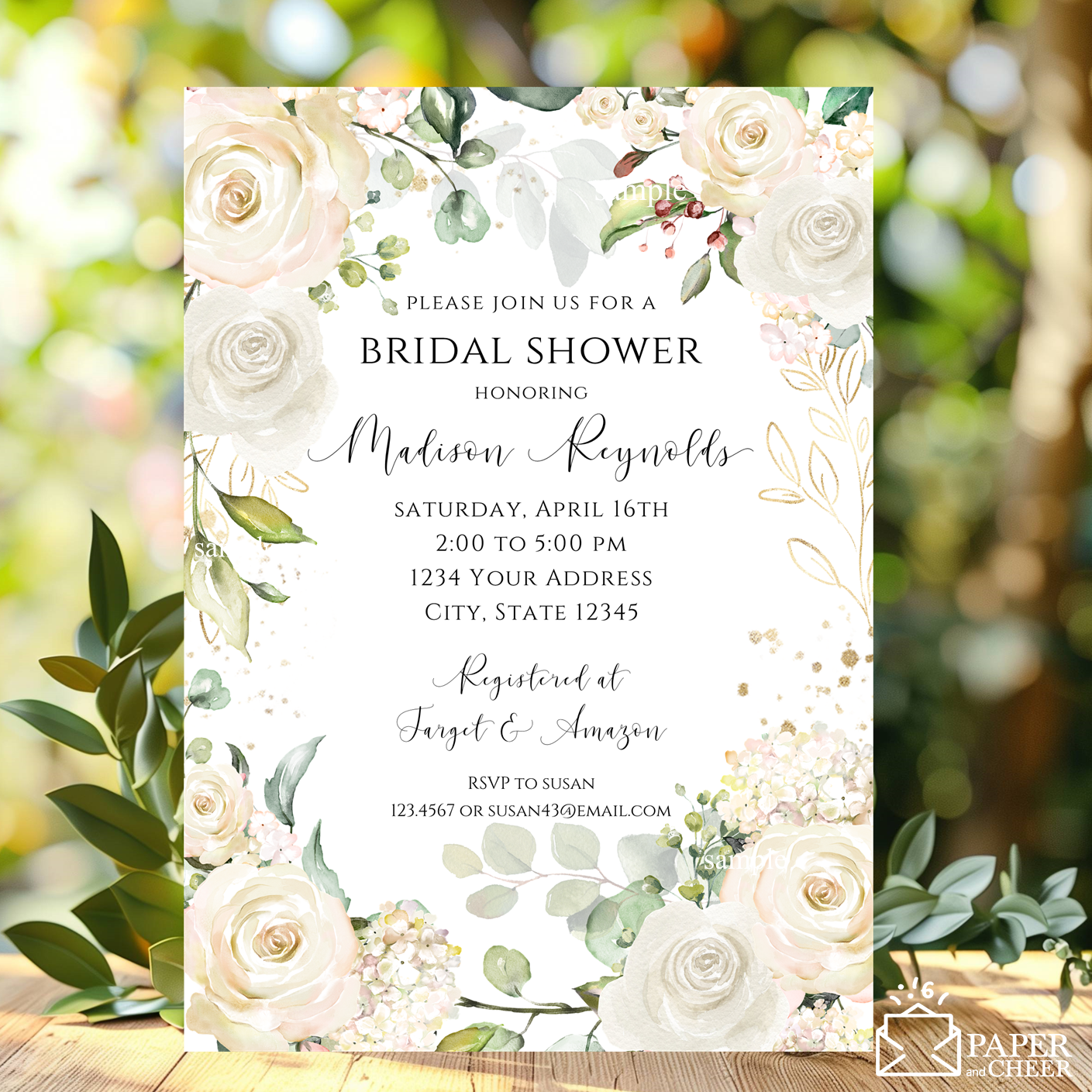 White Floral Bridal Shower Invitation