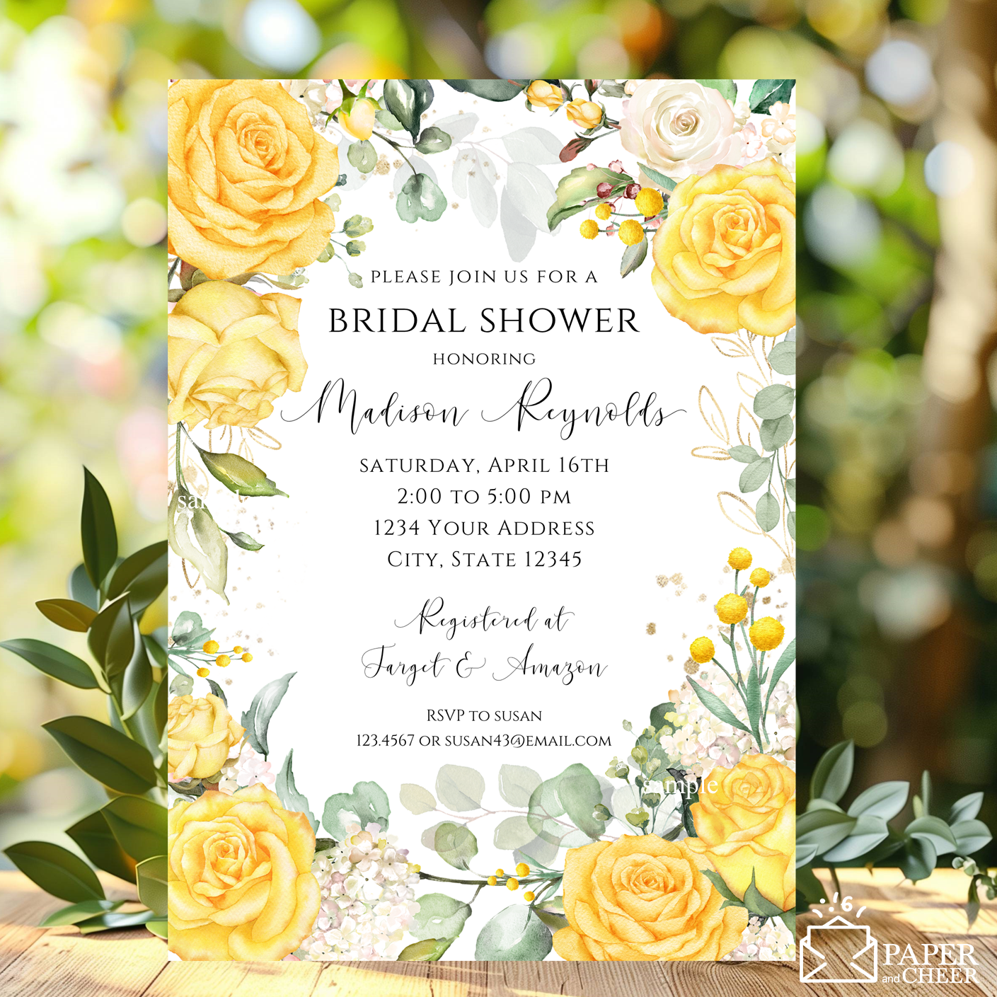 Yellow Floral Bridal Shower Invitation