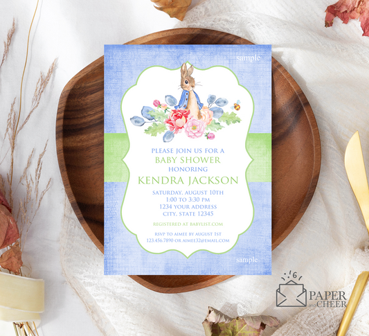 Peter Rabbit Baby Shower Invitation