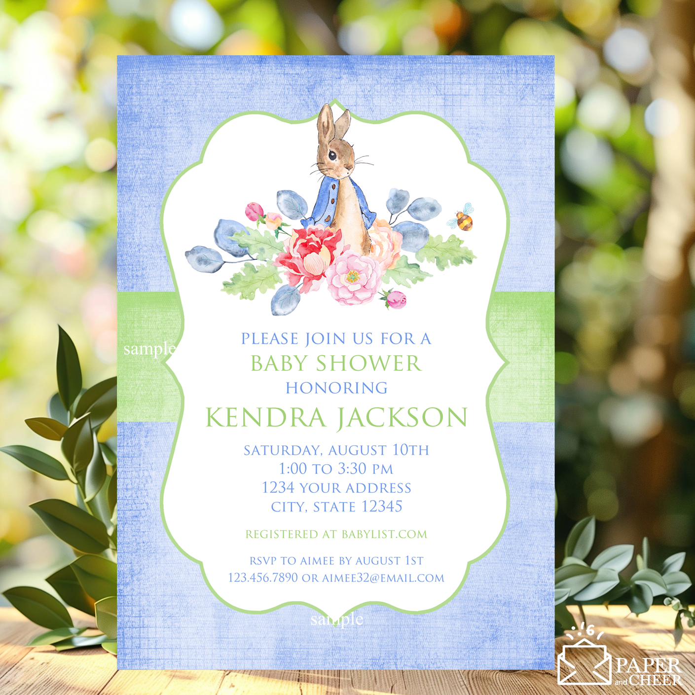 Peter Rabbit Baby Shower Invitation