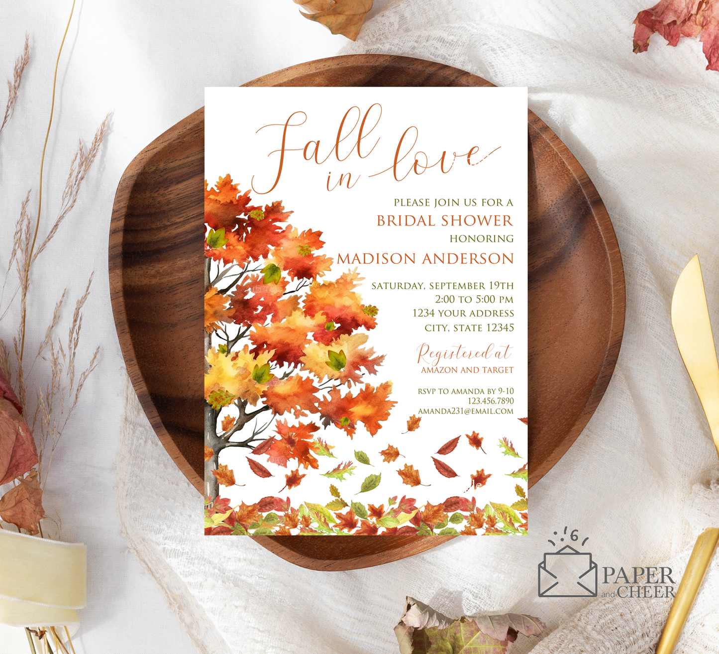 Fall in Love Bridal Shower Invitation