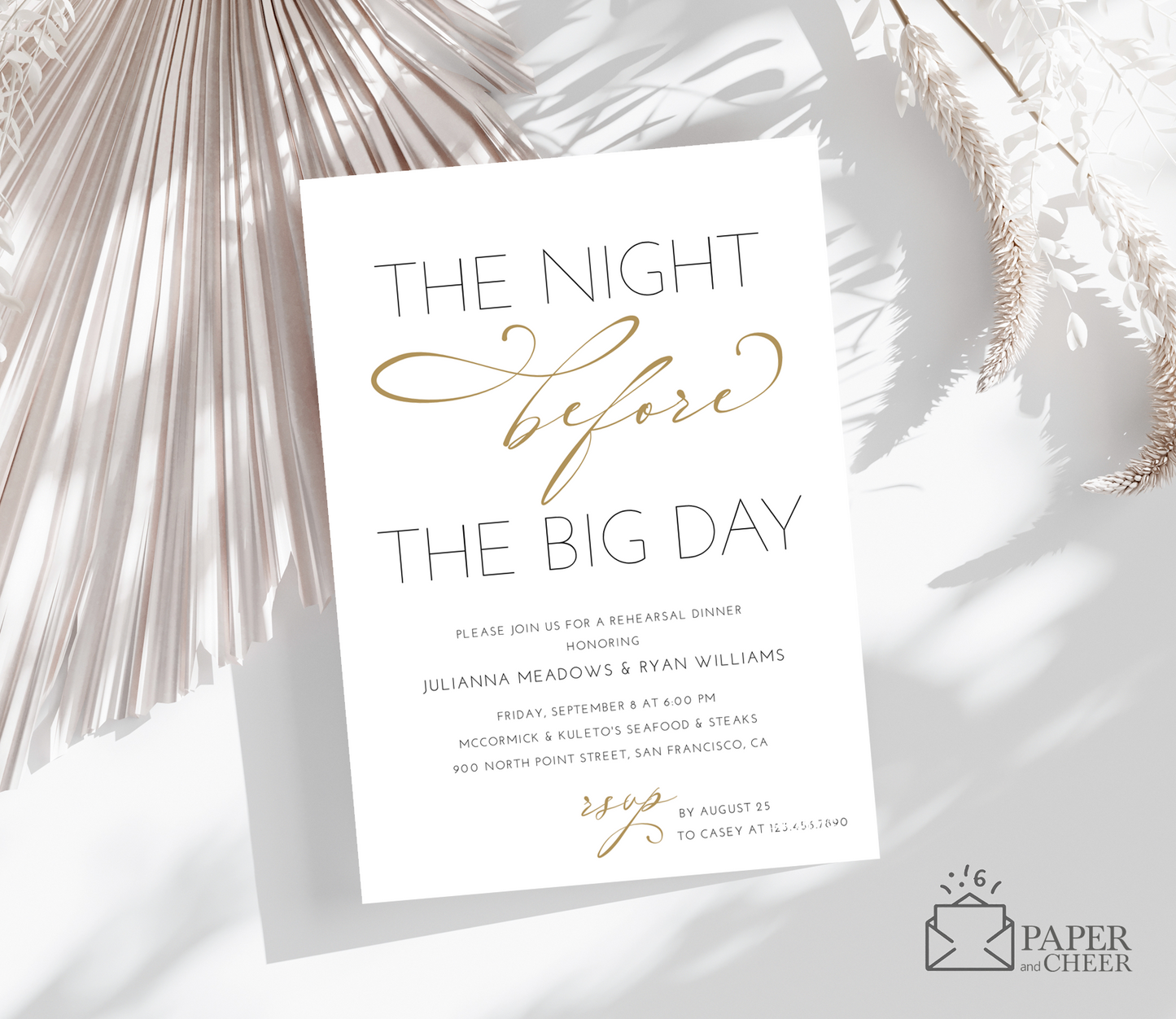 The Night Before the Big Day Rehearsal Dinner Invitation
