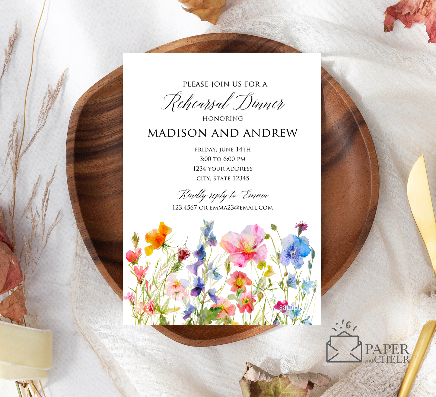 Wildflowers Rehearsal Dinner Invitation