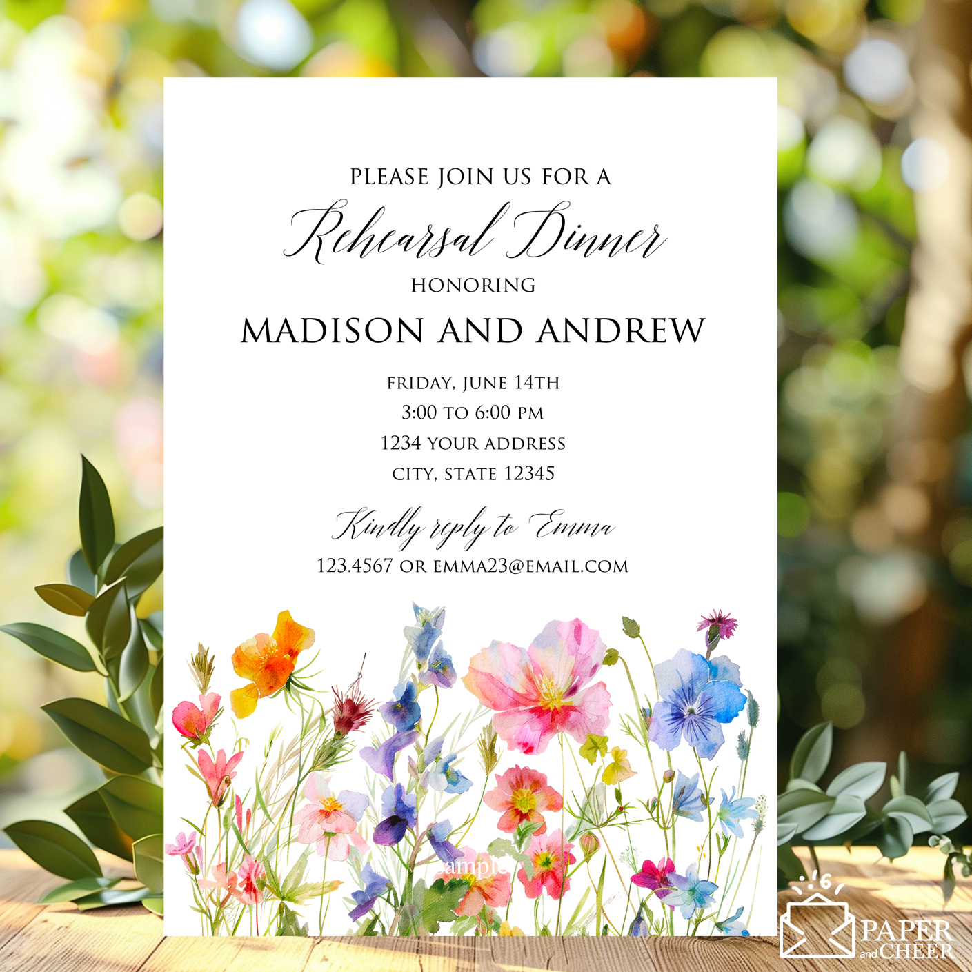 Wildflowers Rehearsal Dinner Invitation