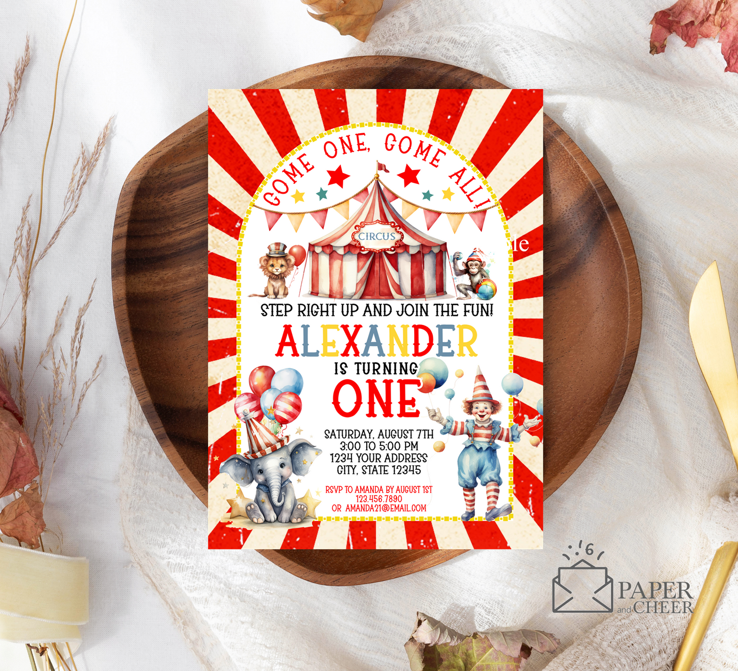Circus Birthday Invitation (any age)