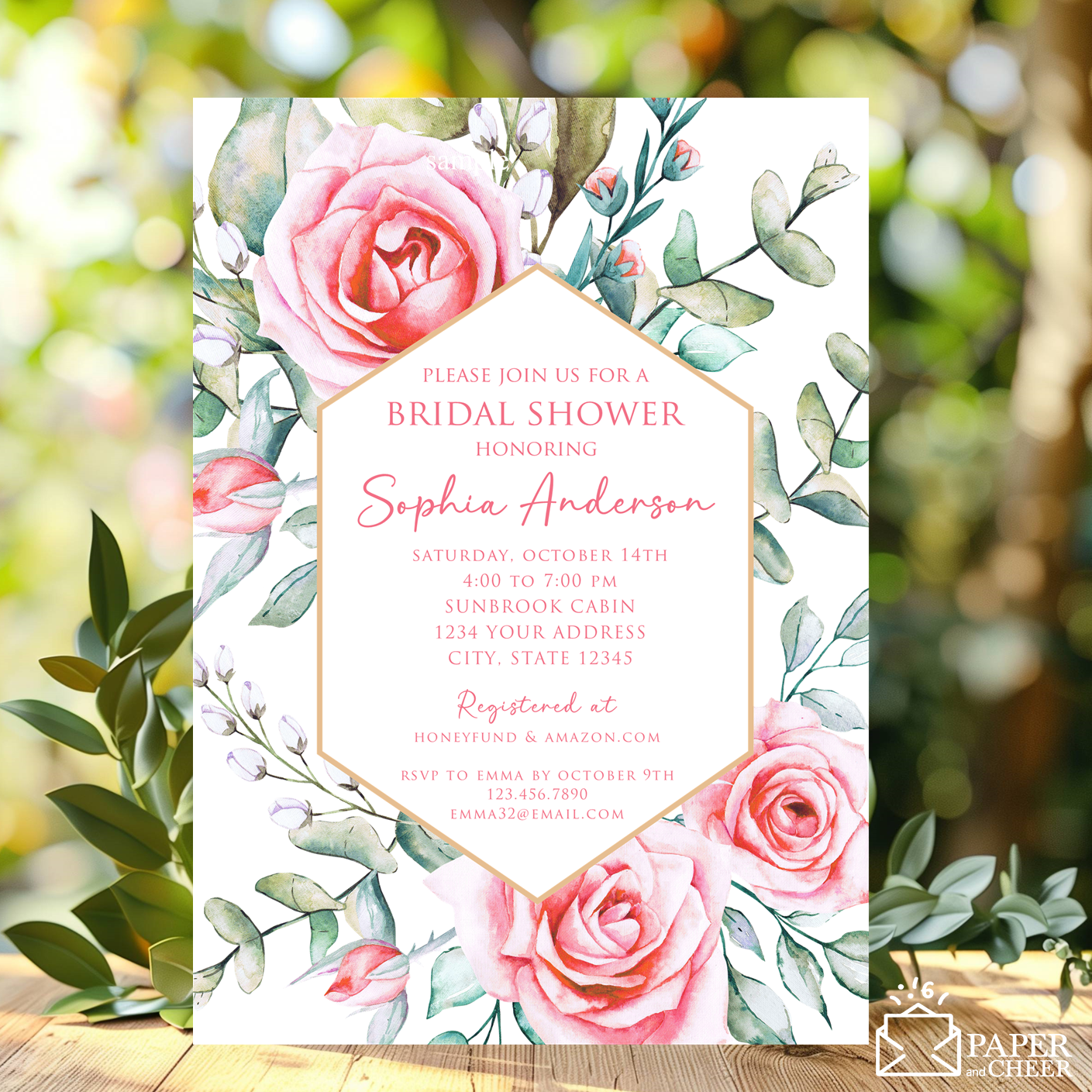 Pink Floral Bridal Shower Invitation
