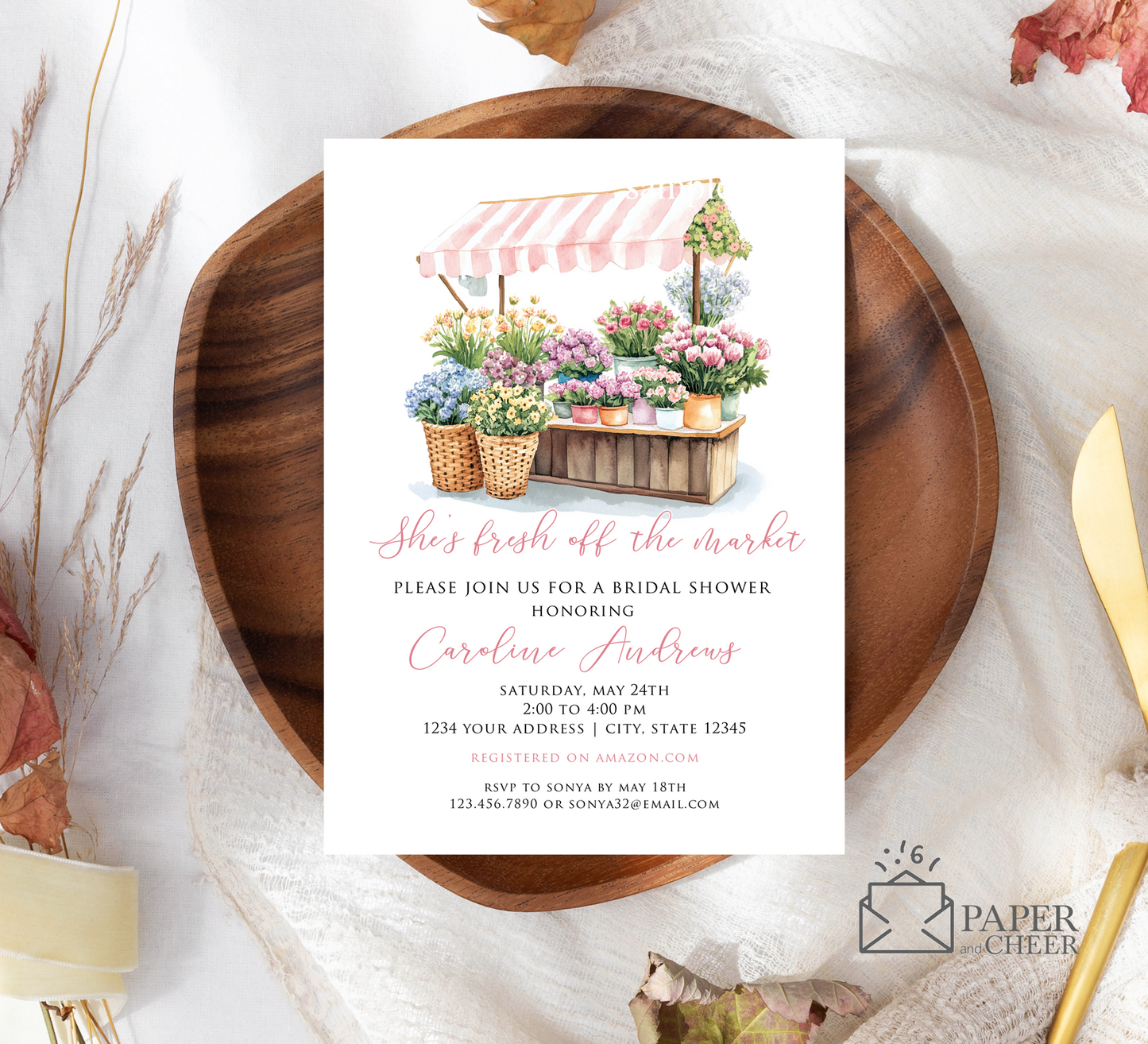 She's fresh off the market bridal shower invitation