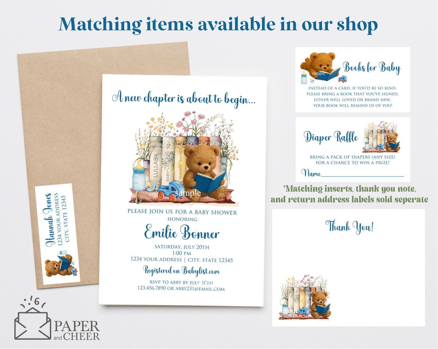 A New Chapter is About to Begin Baby Shower invitation (Blue Boy)