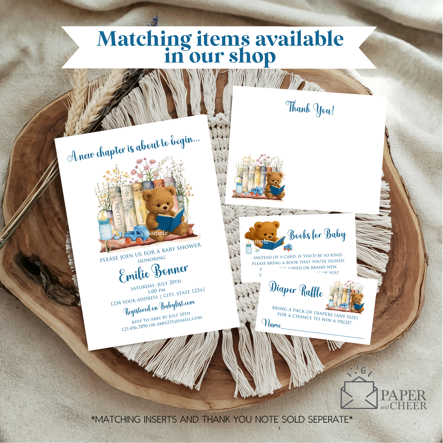 A New Chapter is About to Begin Baby Shower invitation (Blue Boy)