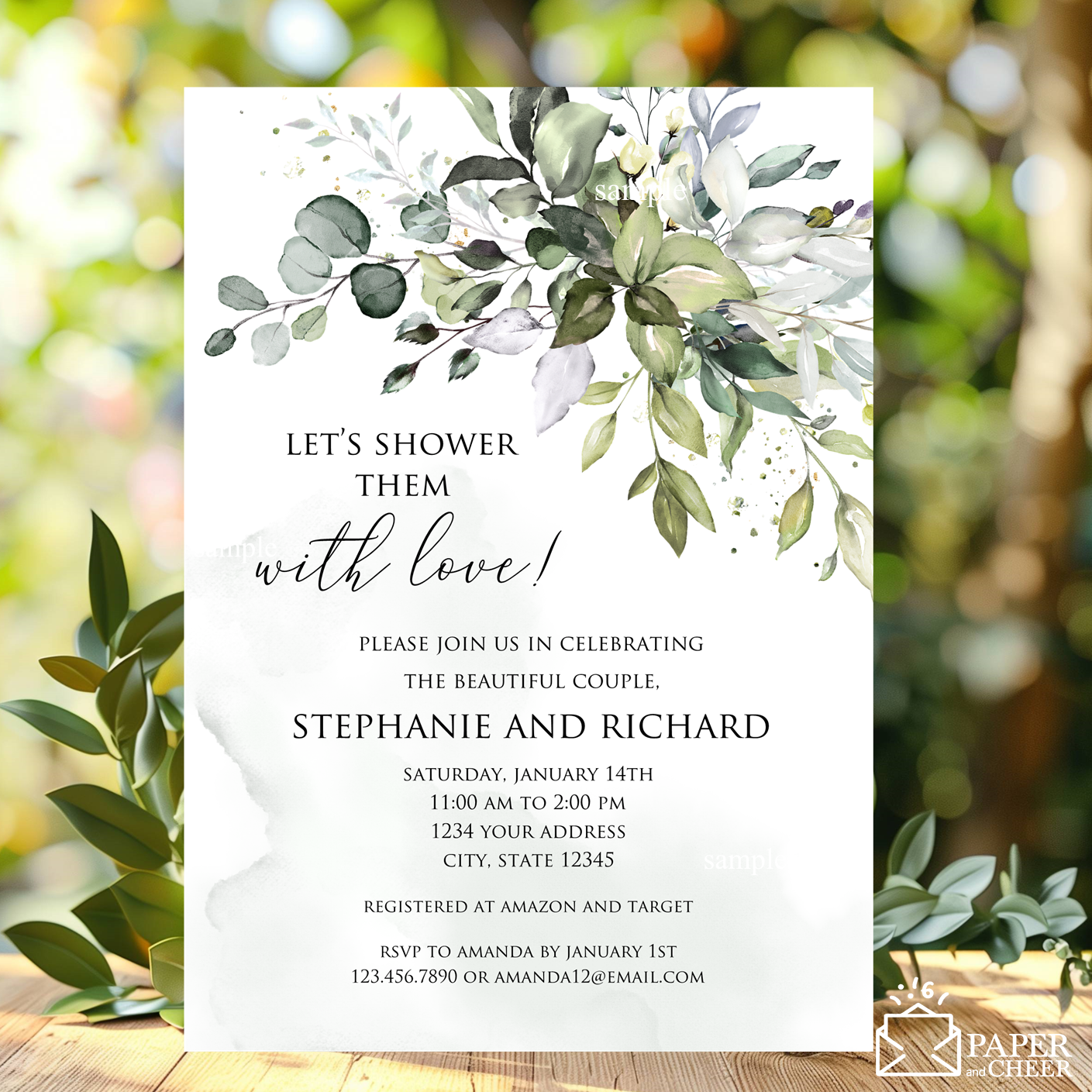 Eucalyptus Greenery Couples Shower Invitation