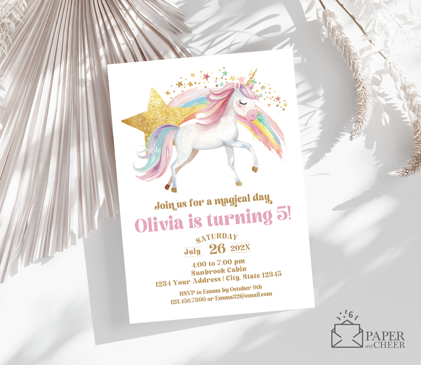 Unicorn Birthday Invitation (Any Age)