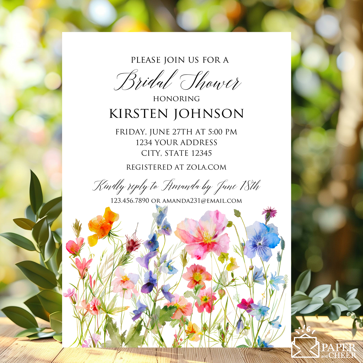 Wildflower Bridal Shower Invitation