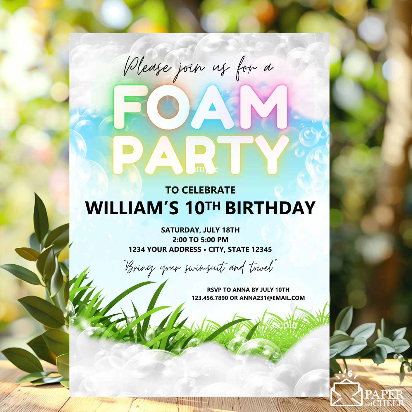 Foam Party Birthday Invitation