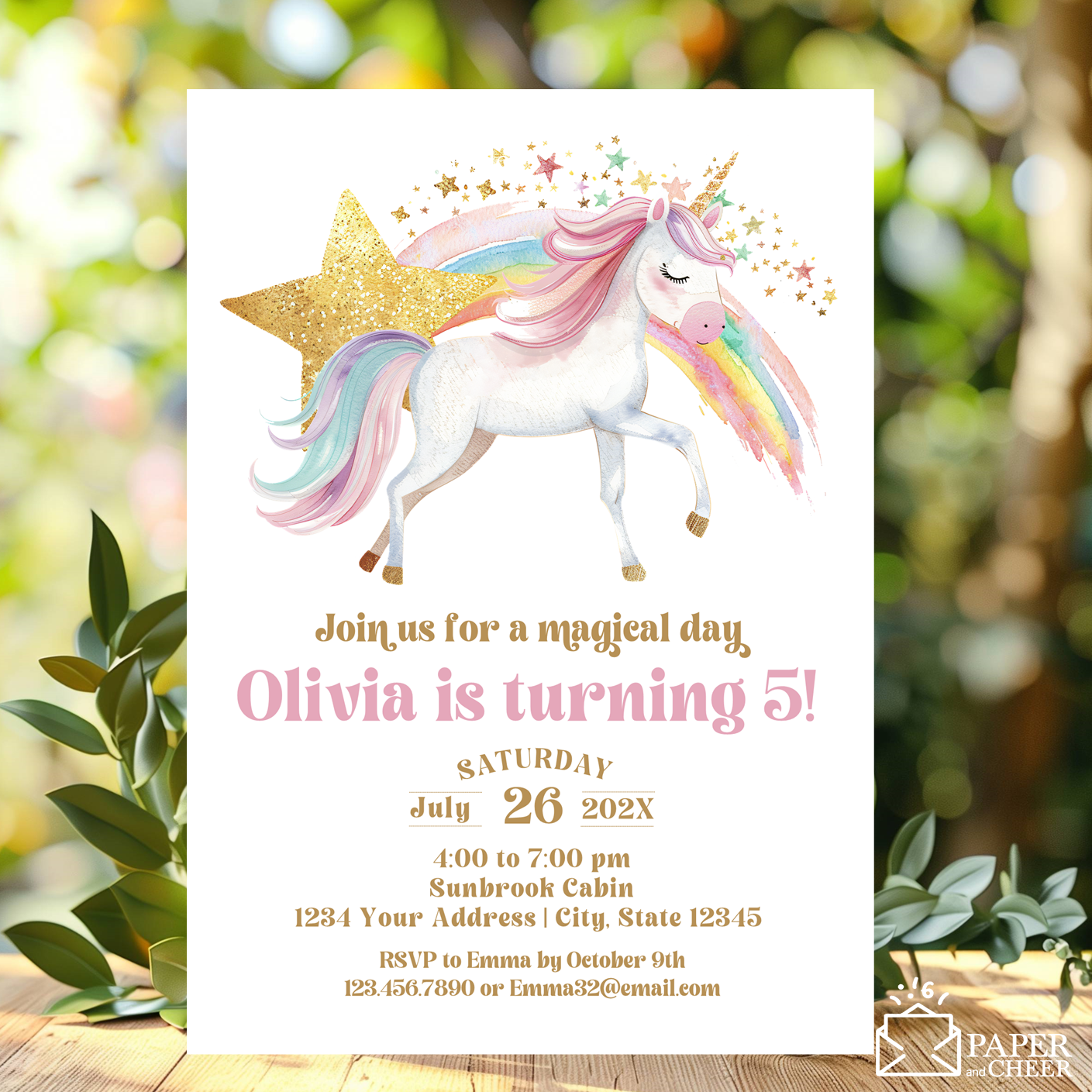 Unicorn Birthday Invitation (Any Age)