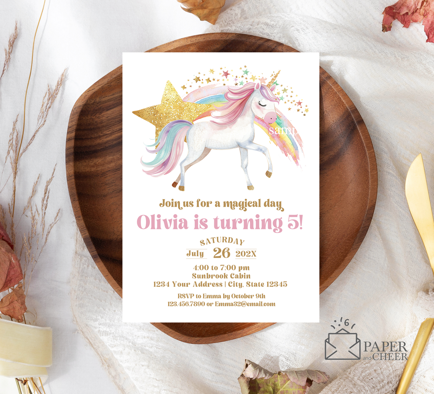 Unicorn Birthday Invitation (Any Age)