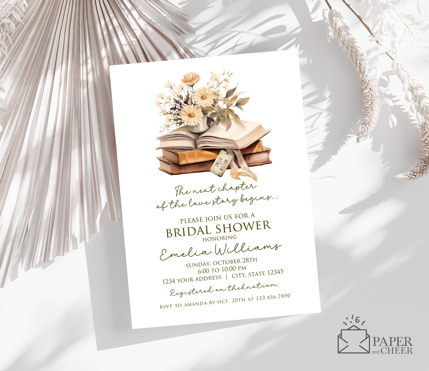 A new chapter is about to begin Bridal Shower Invitation