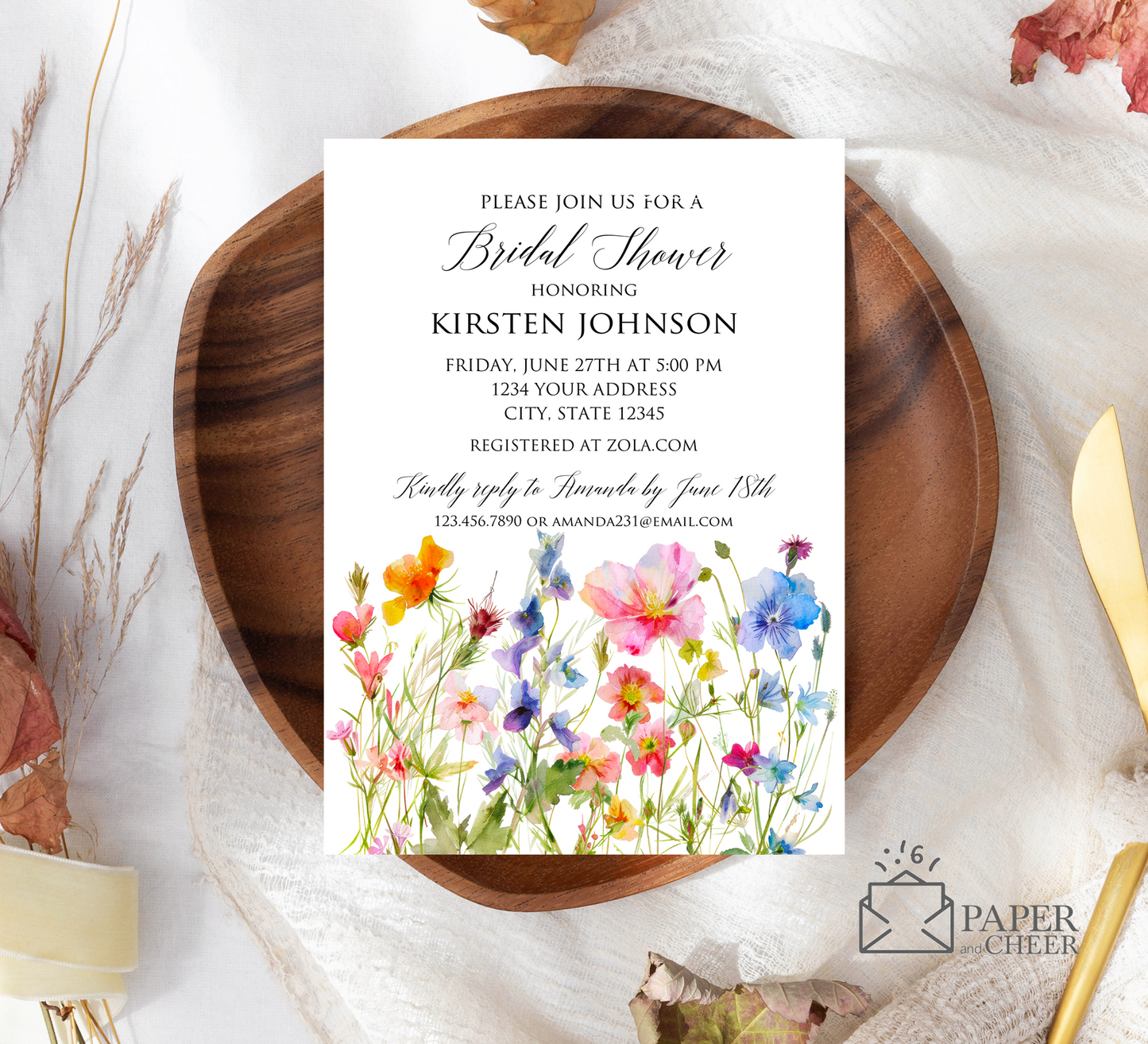 Wildflower Bridal Shower Invitation