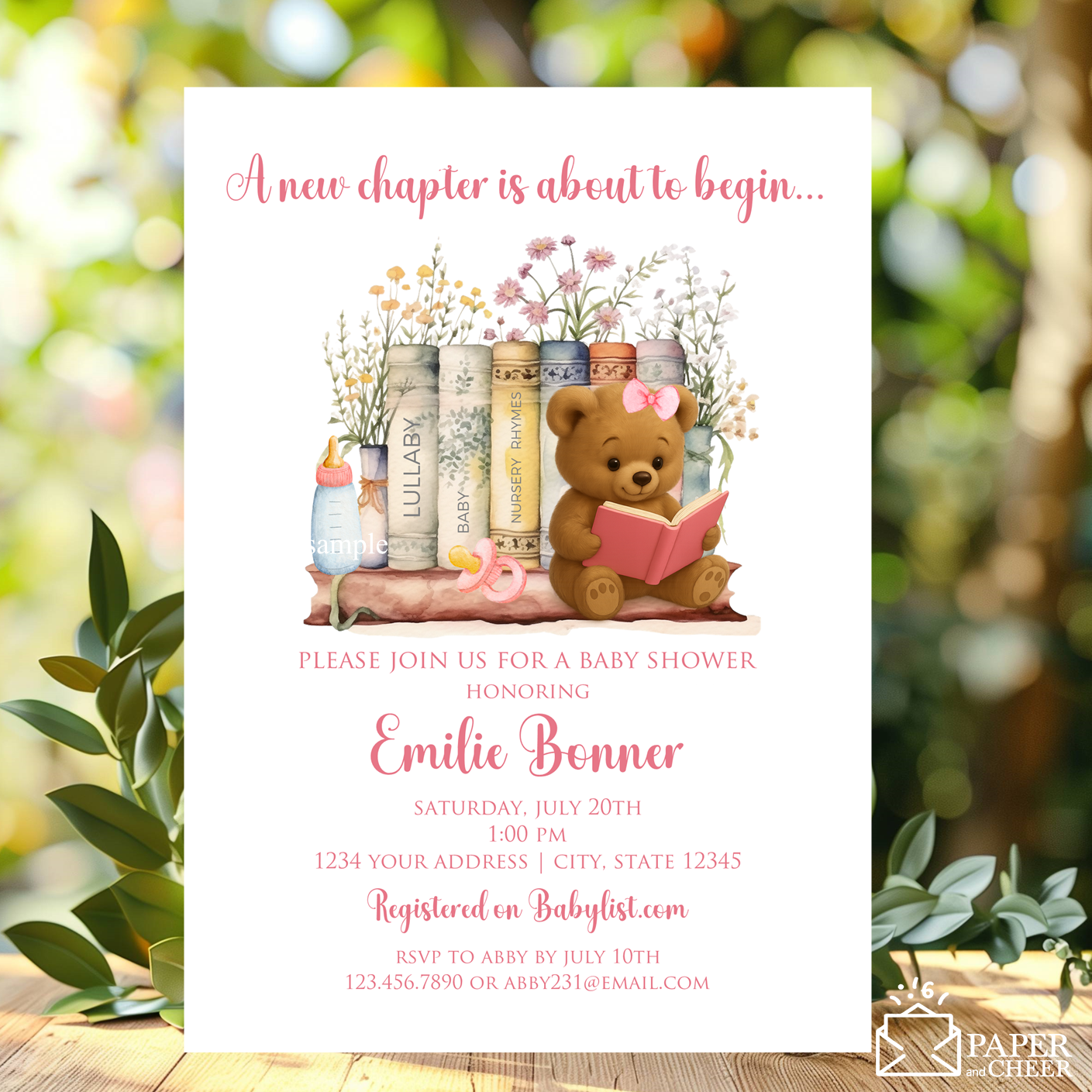 A New Chapter is About to Begin Baby Shower invitation (Pink Girl)