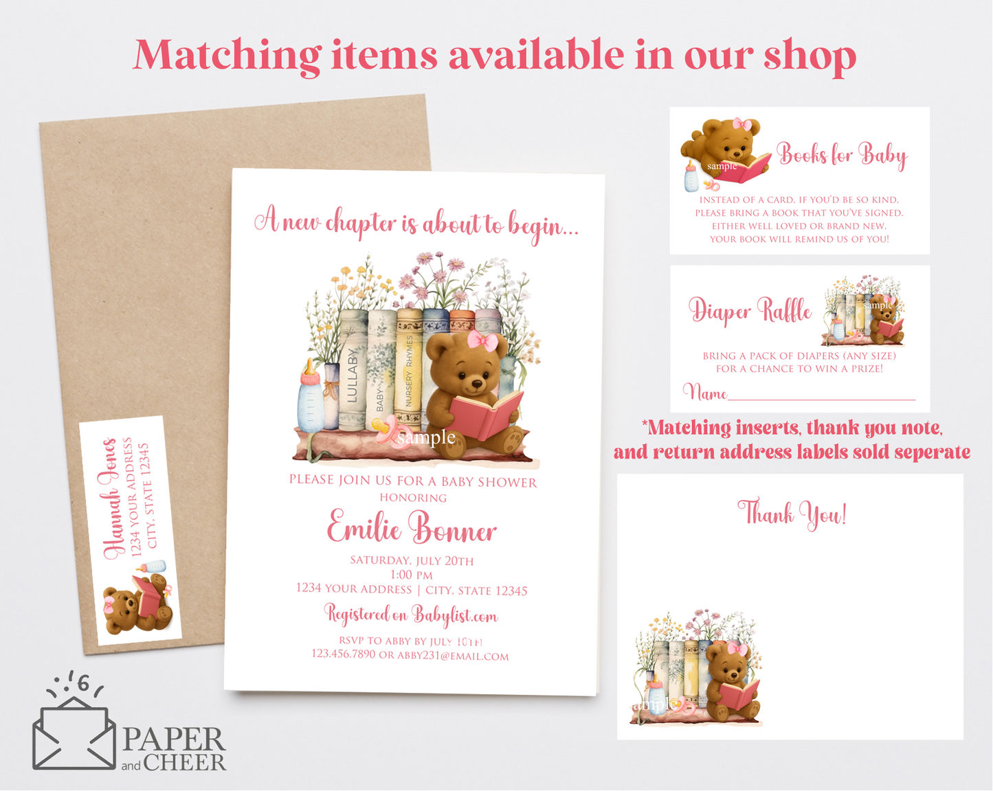 A New Chapter is About to Begin Baby Shower invitation (Pink Girl)