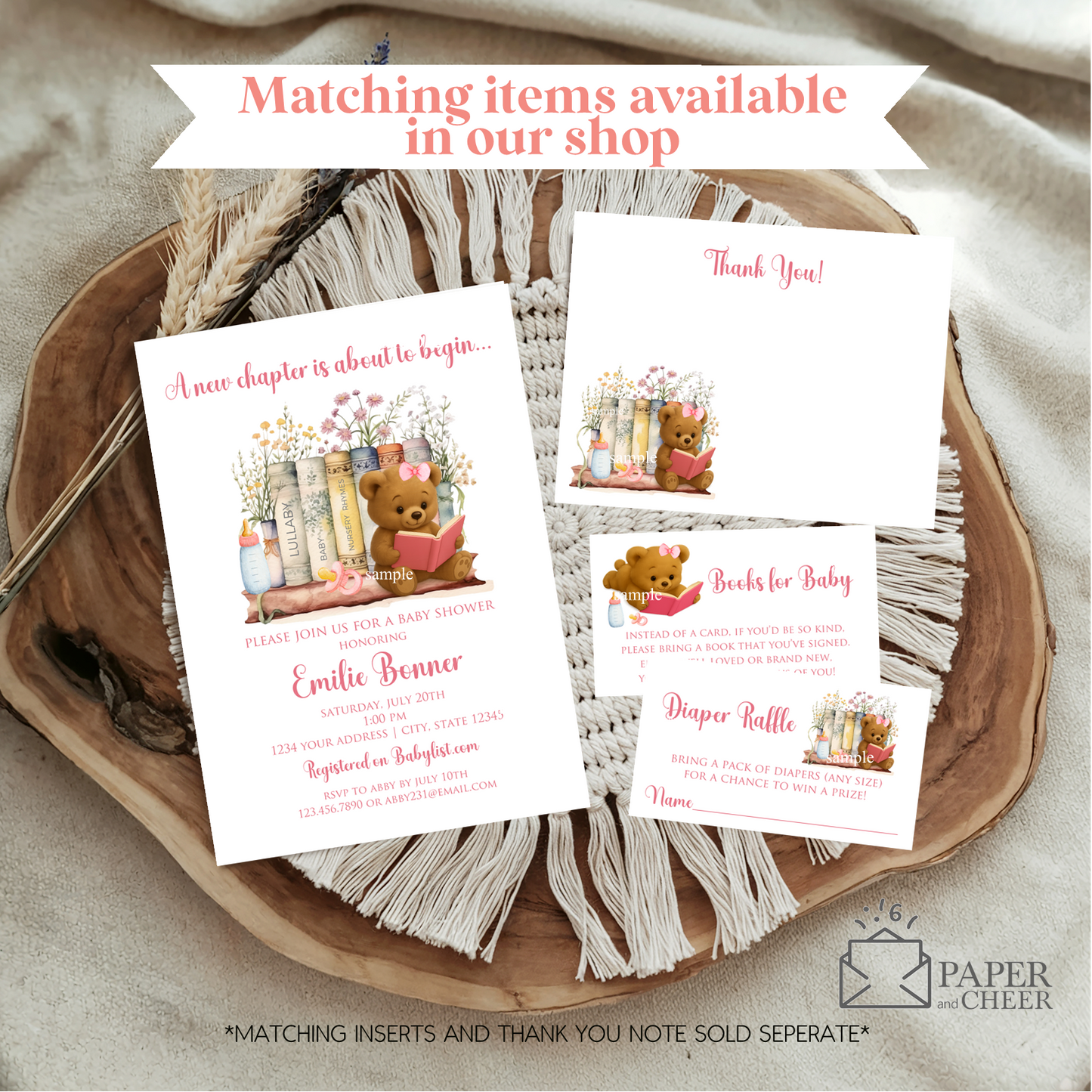 A New Chapter is About to Begin Baby Shower invitation (Pink Girl)